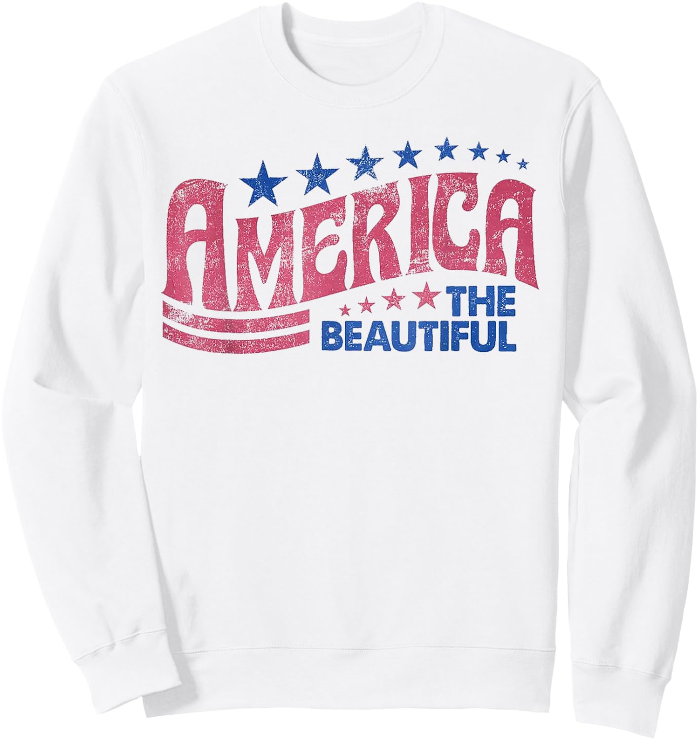 Funny America The Beautiful Shirt - Women's Blue Modern Short Sleeve - Small Sweatshirt - Sweatshirt | White