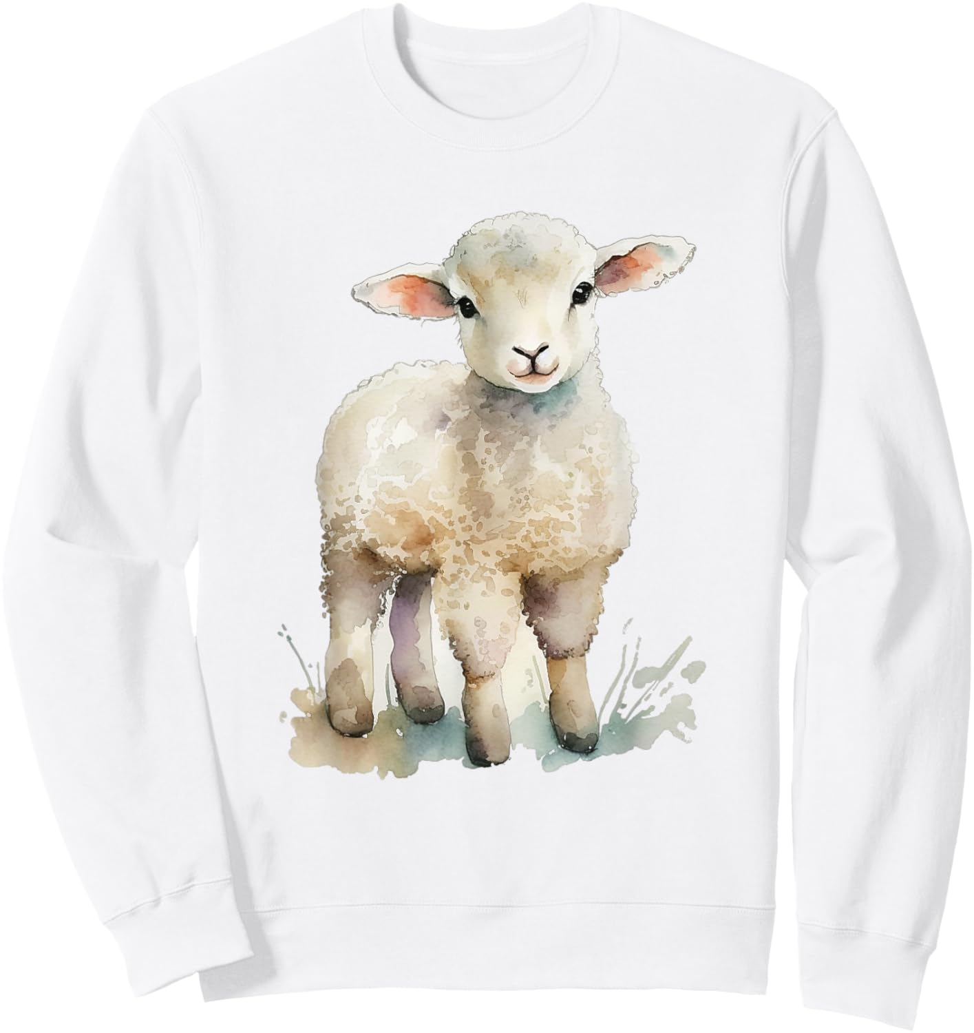 Easter Lamb Watercolor For Girls Women Spring Baby Animal Sweatshirt - Sweatshirt | White