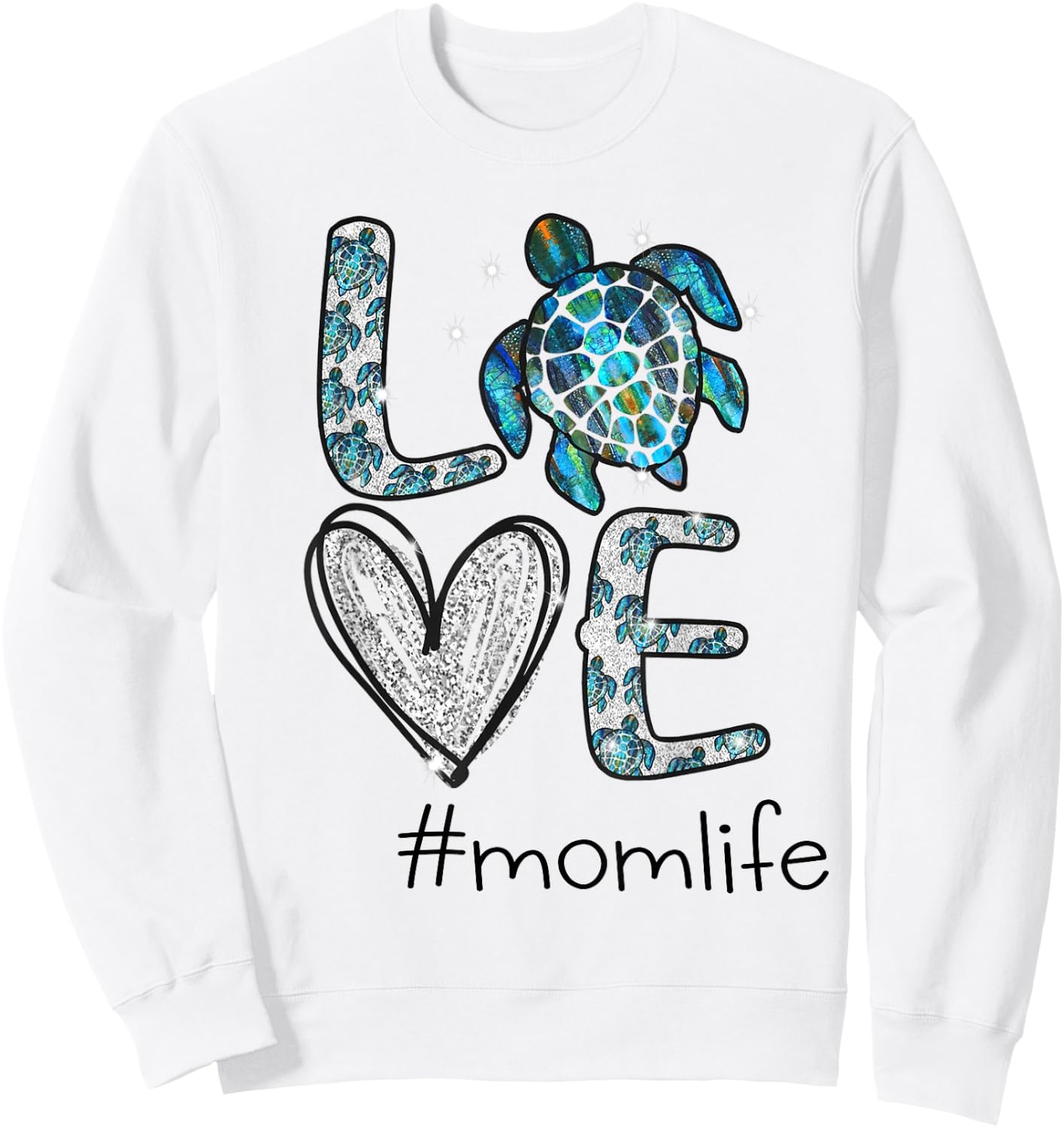 Mom Turtle - Love Mom Life Sea Turtle Sweatshirt - Sweatshirt | White
