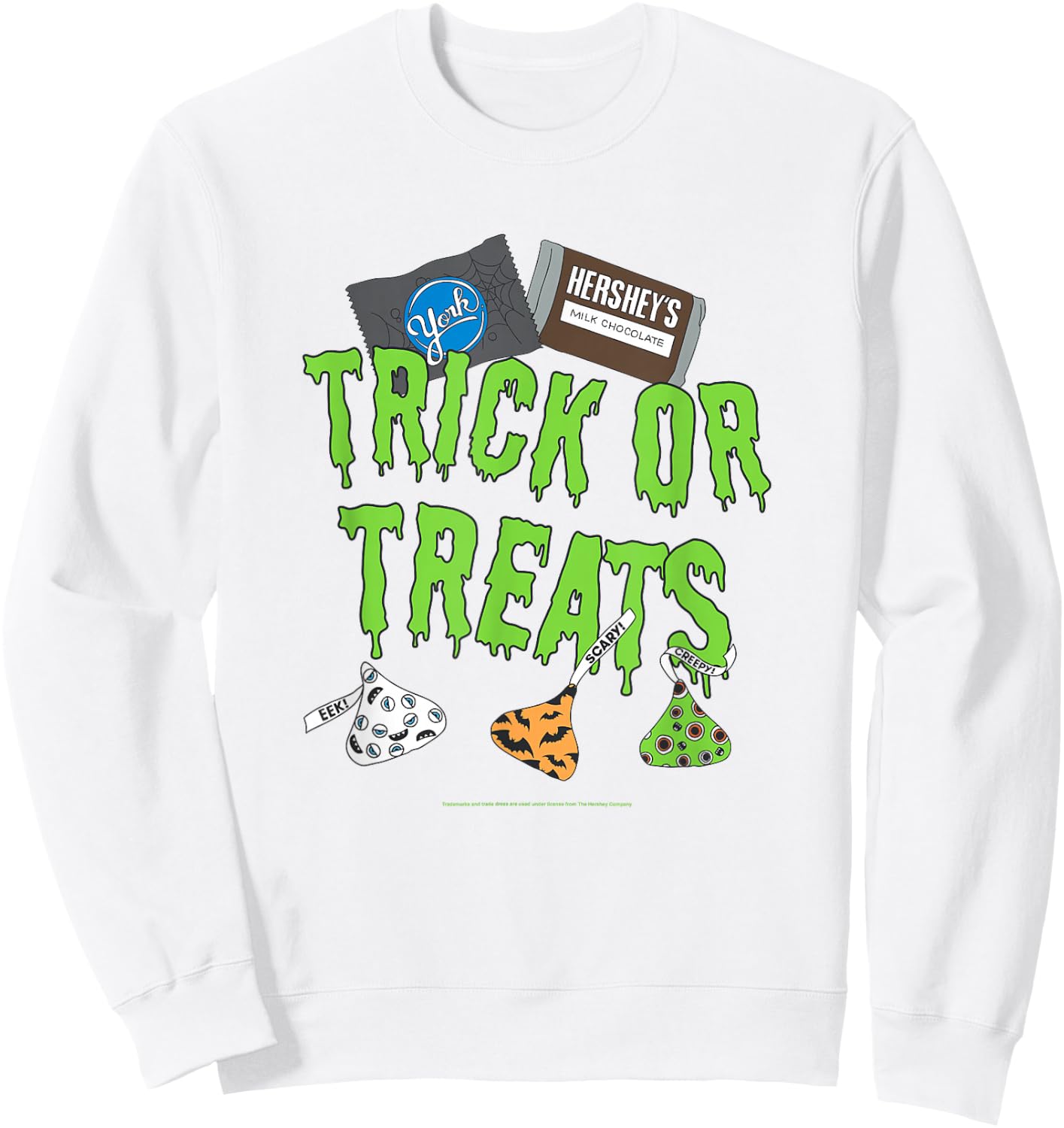 Hershey's Halloween Trick Or Treats Spooky Chocolate Kisses Sweatshirt - Sweatshirt | White