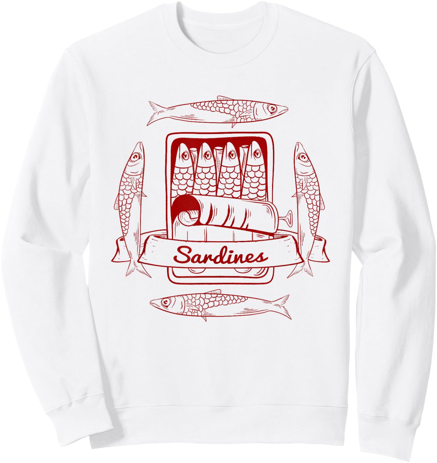 Food Designs by Early Kirky Sardines in a Tin Sweatshirt - Sweatshirt | White