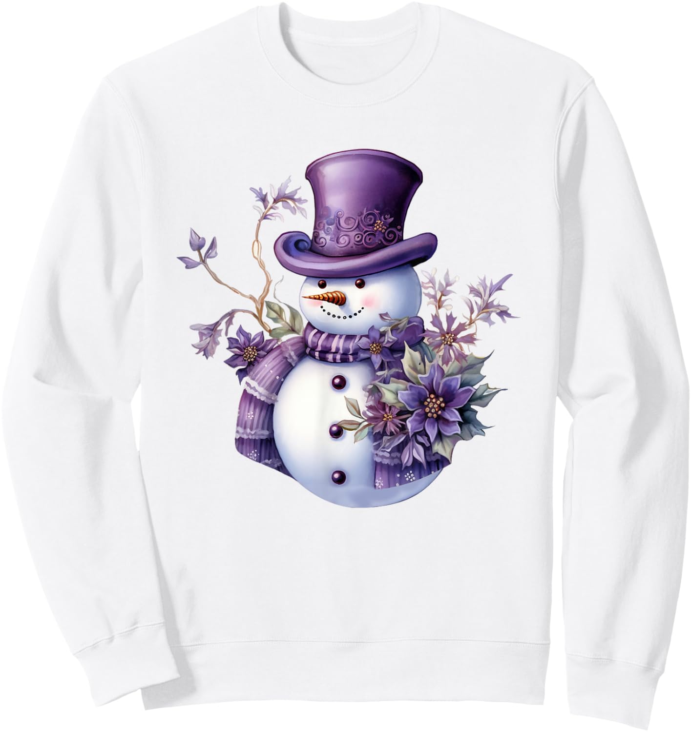 Purple Snowman Funny Cute Snowman Merry Christmas Men Women Sweatshirt - Sweatshirt | White