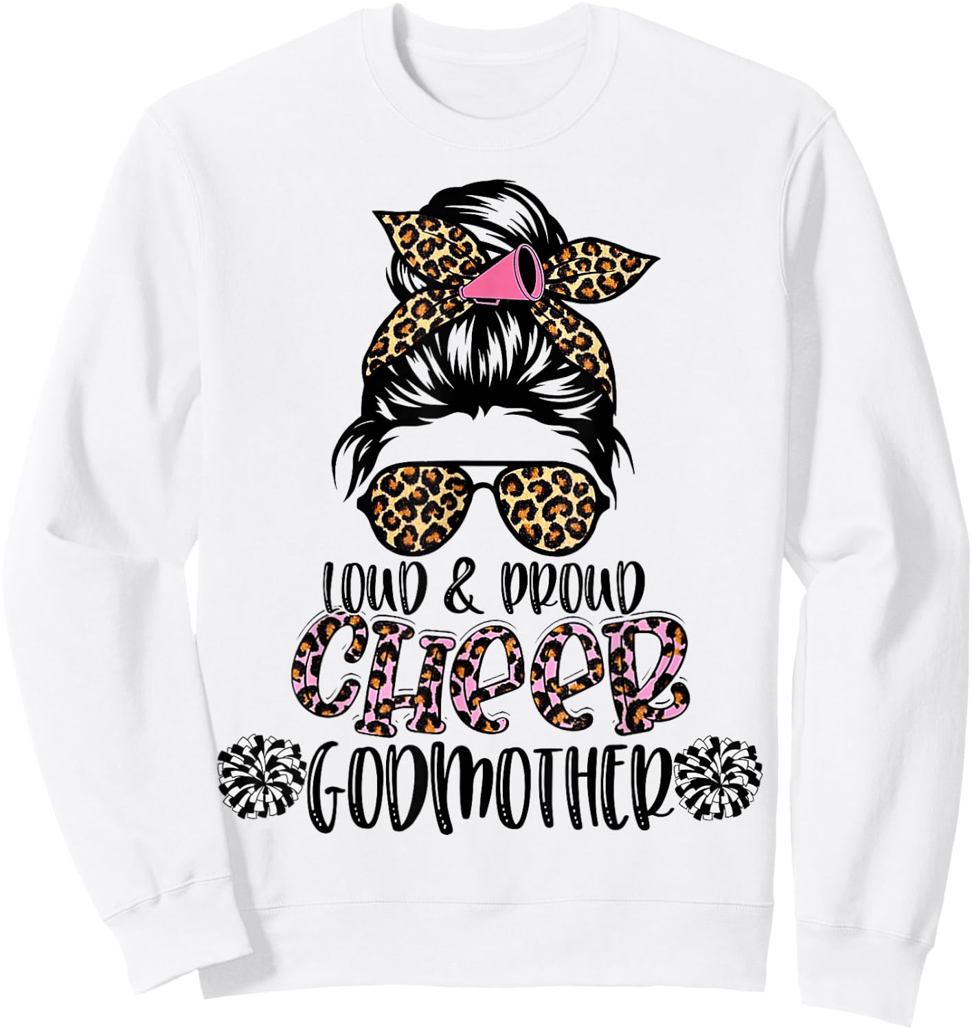 Loud And Proud Cheer Godmother Leopard Mother's Day Sweatshirt - Sweatshirt | White