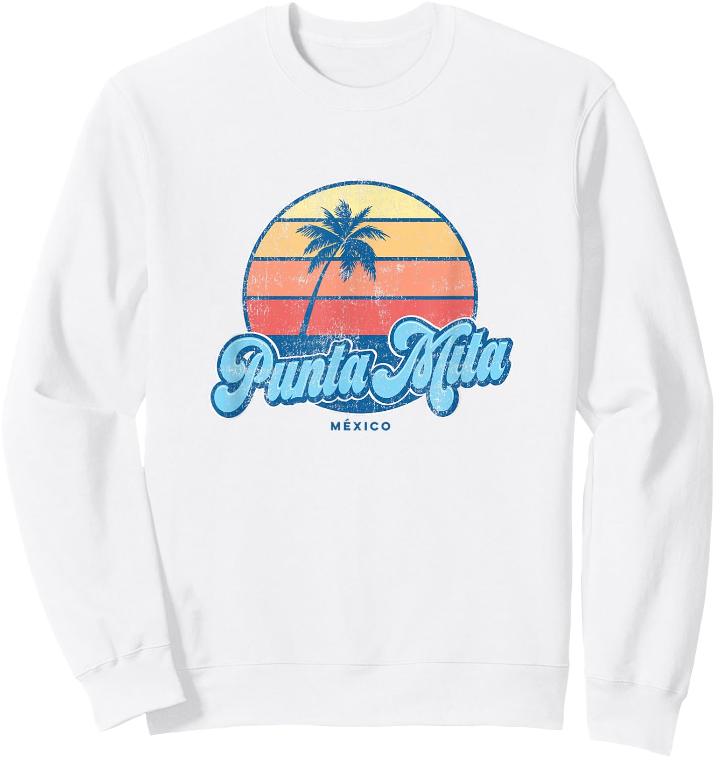 Vintage Punta Mita Mexico Classic 70s Retro Surfer Sweatshirt - Sweatshirt | White