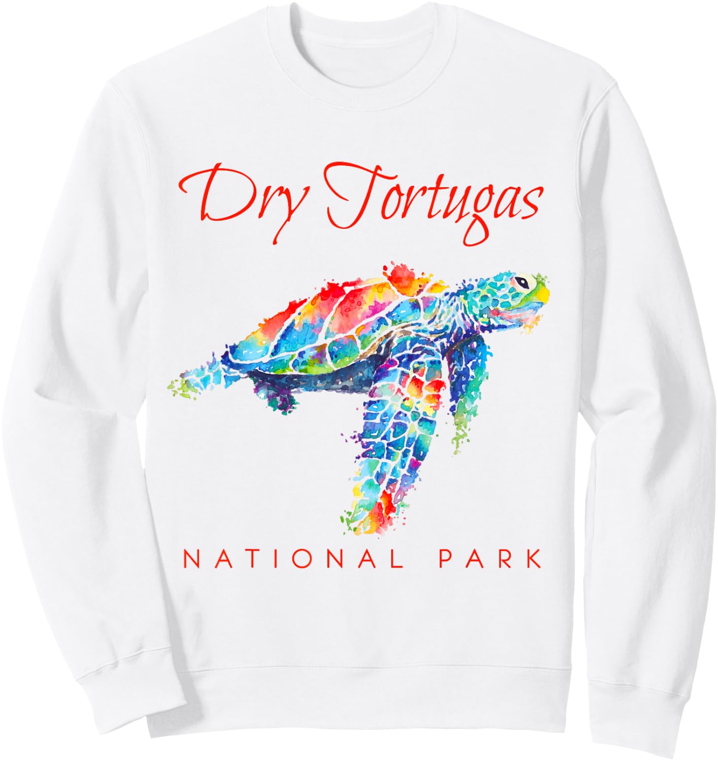 Dry Tortugas National Park Watercolor Sea Turtle Sweatshirt - Sweatshirt | White
