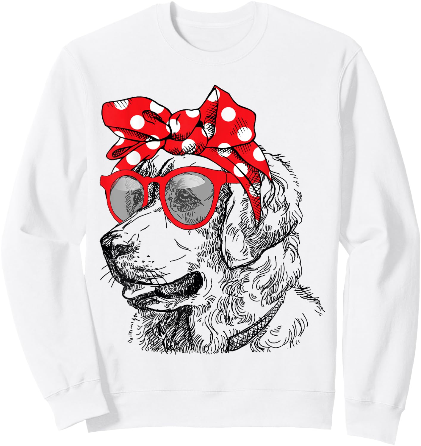 Golden Retriever Dog Mom Bandana Sunglasses Mother's Day Women Sweatshirt - Sweatshirt | White