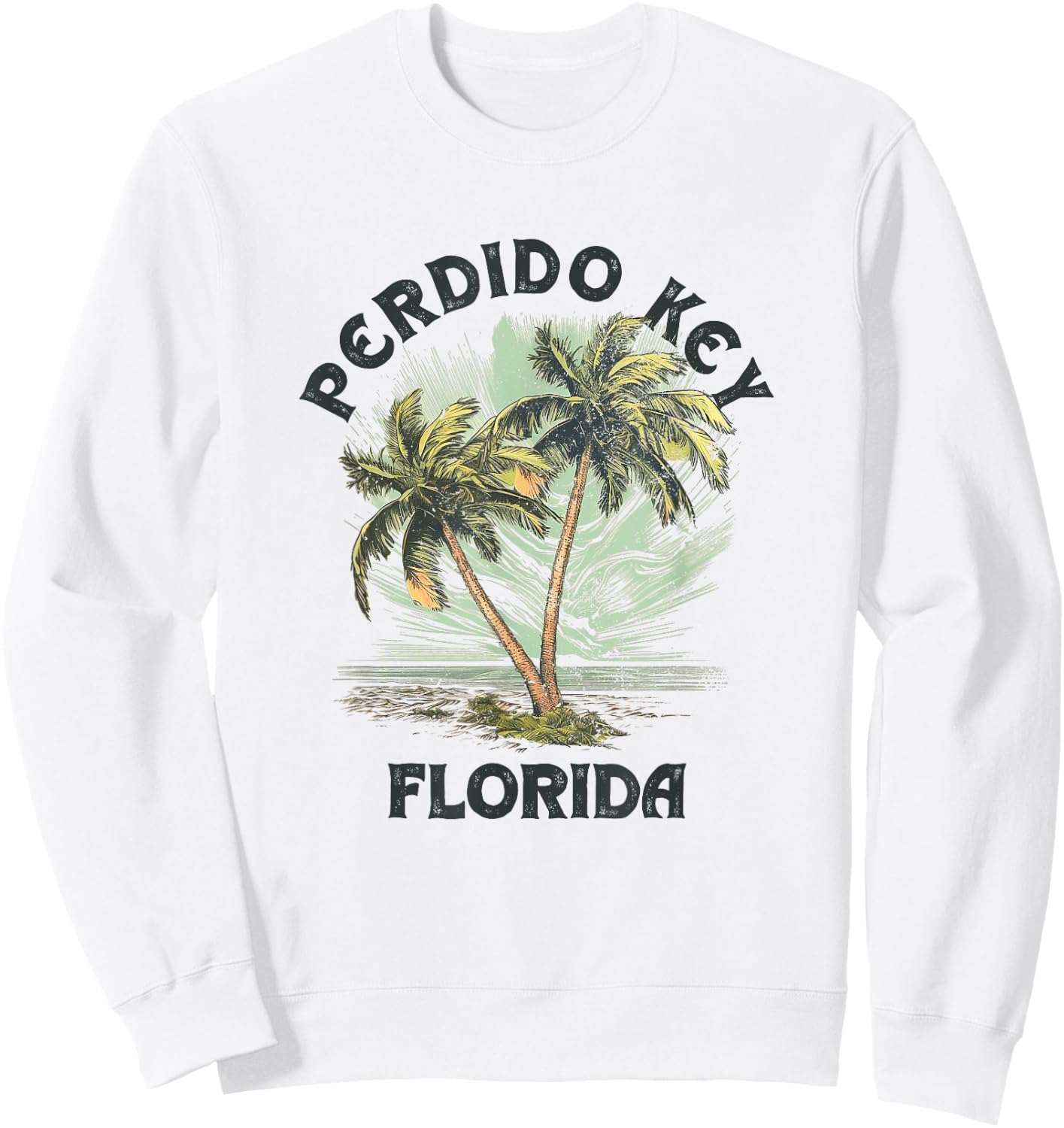 Perdido Key Florida Palms Vintage Beach Women Sweatshirt - Sweatshirt | White