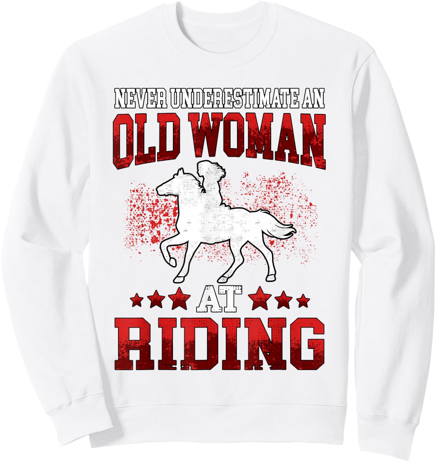 Old woman at riding horse rider Sweatshirt - Sweatshirt | White