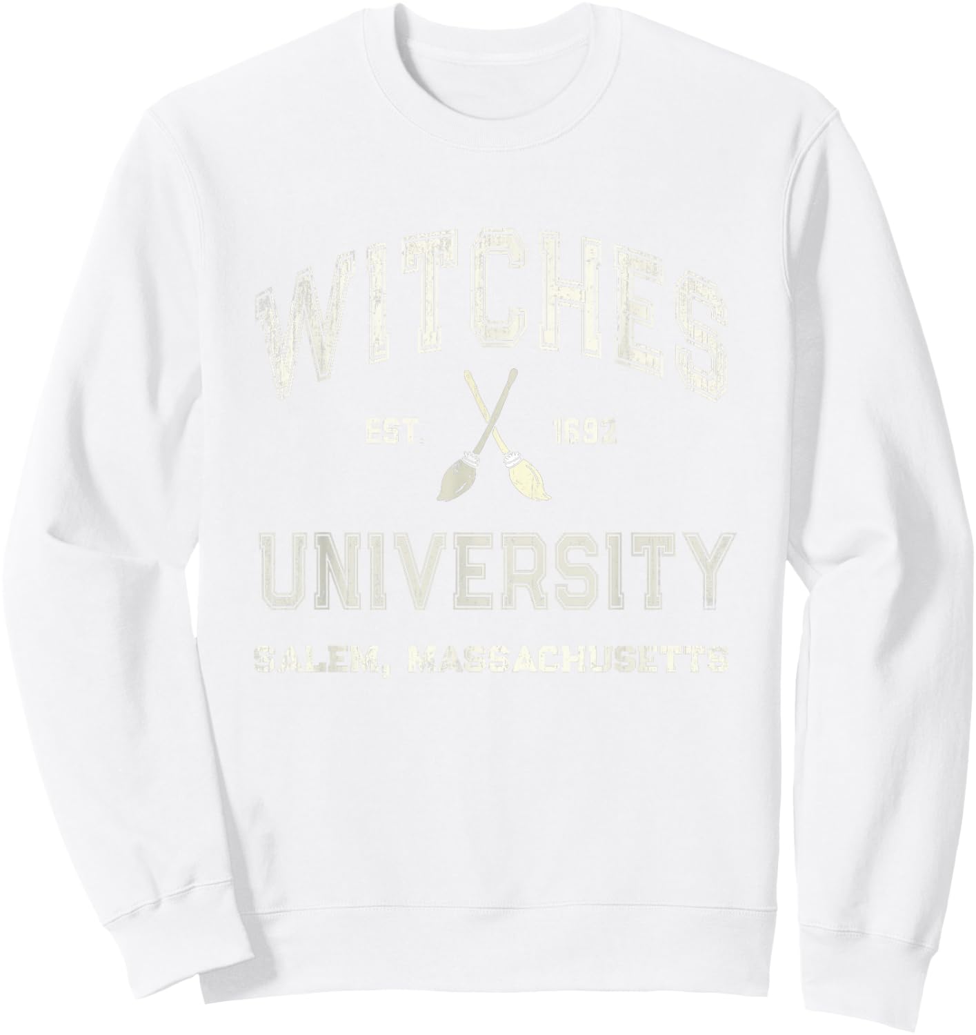 Funny WITCHES UNIVERSITY Salem Witch Broom Company 1692 Sweatshirt - Sweatshirt | White