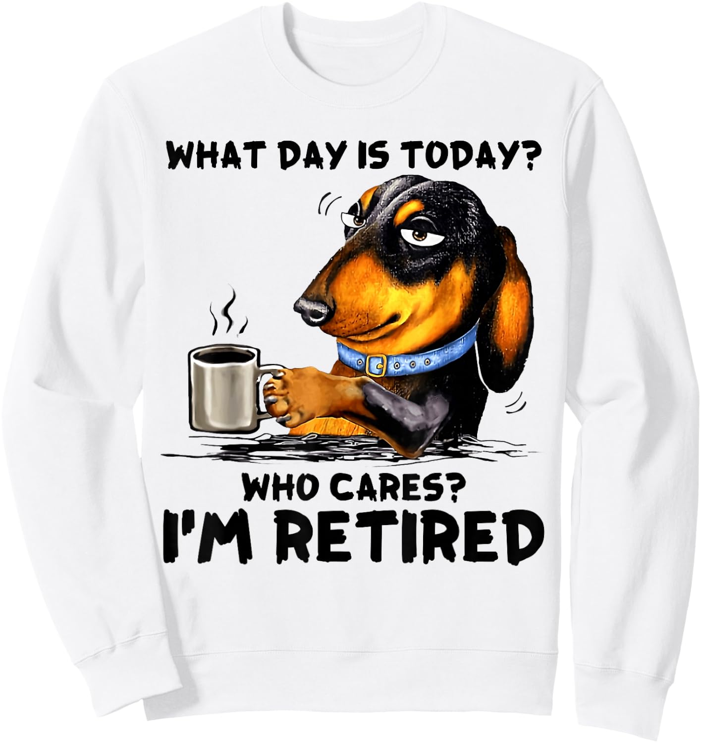 What Day Is Today Who Cares I'm Retired Dachshudn Dog Sweatshirt - Sweatshirt | White