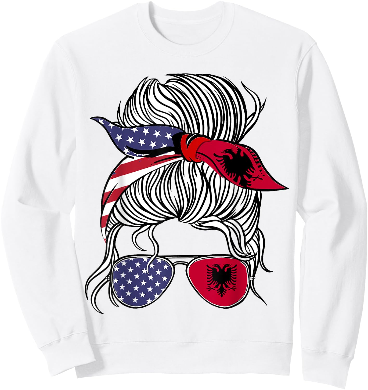 American Albanian Patriot Flag Women Girl Albania Grown Sweatshirt - Sweatshirt | White