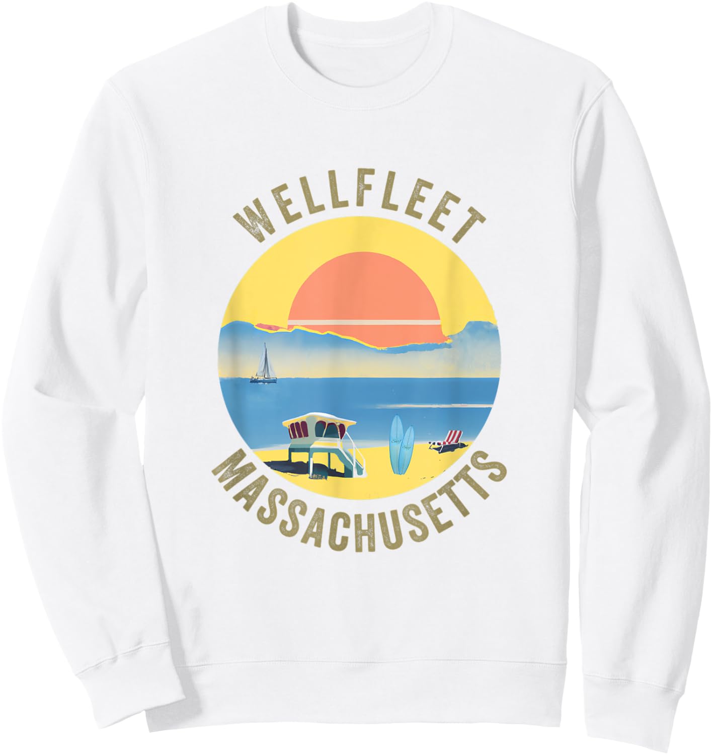 Wellfleet Souvenir Apparel - Retro Vintage Wellfleet Sweatshirt - Sweatshirt | White