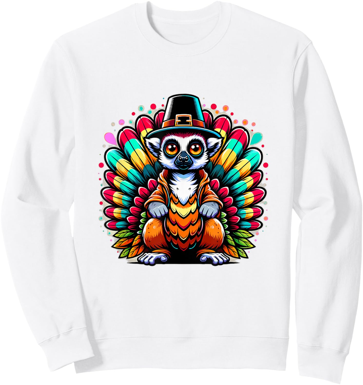 Humor Thanksgiving Turkey Lemur Sweatshirt - Sweatshirt | White