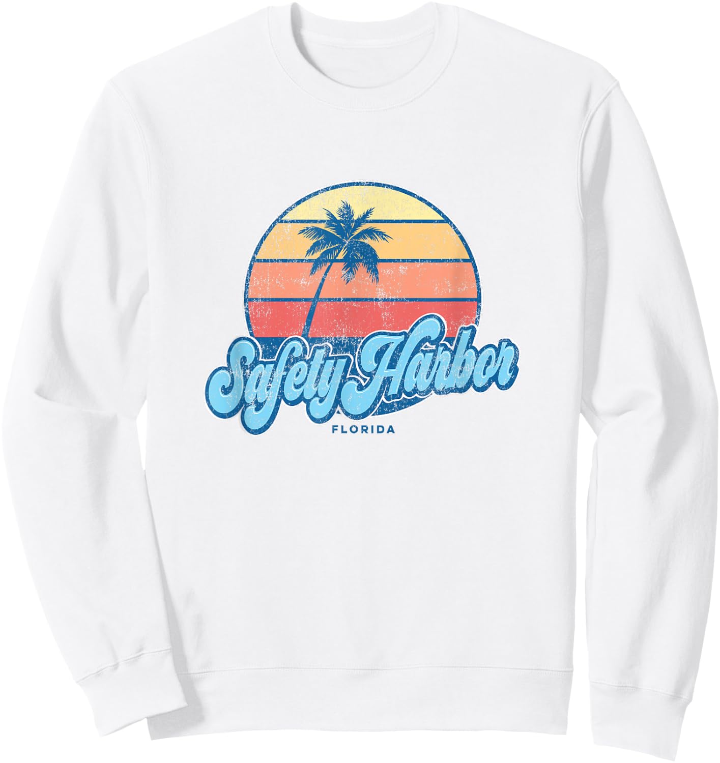 Vintage Safety Harbor Florida FL Classic 70s Retro Surfer Sweatshirt - Sweatshirt | White