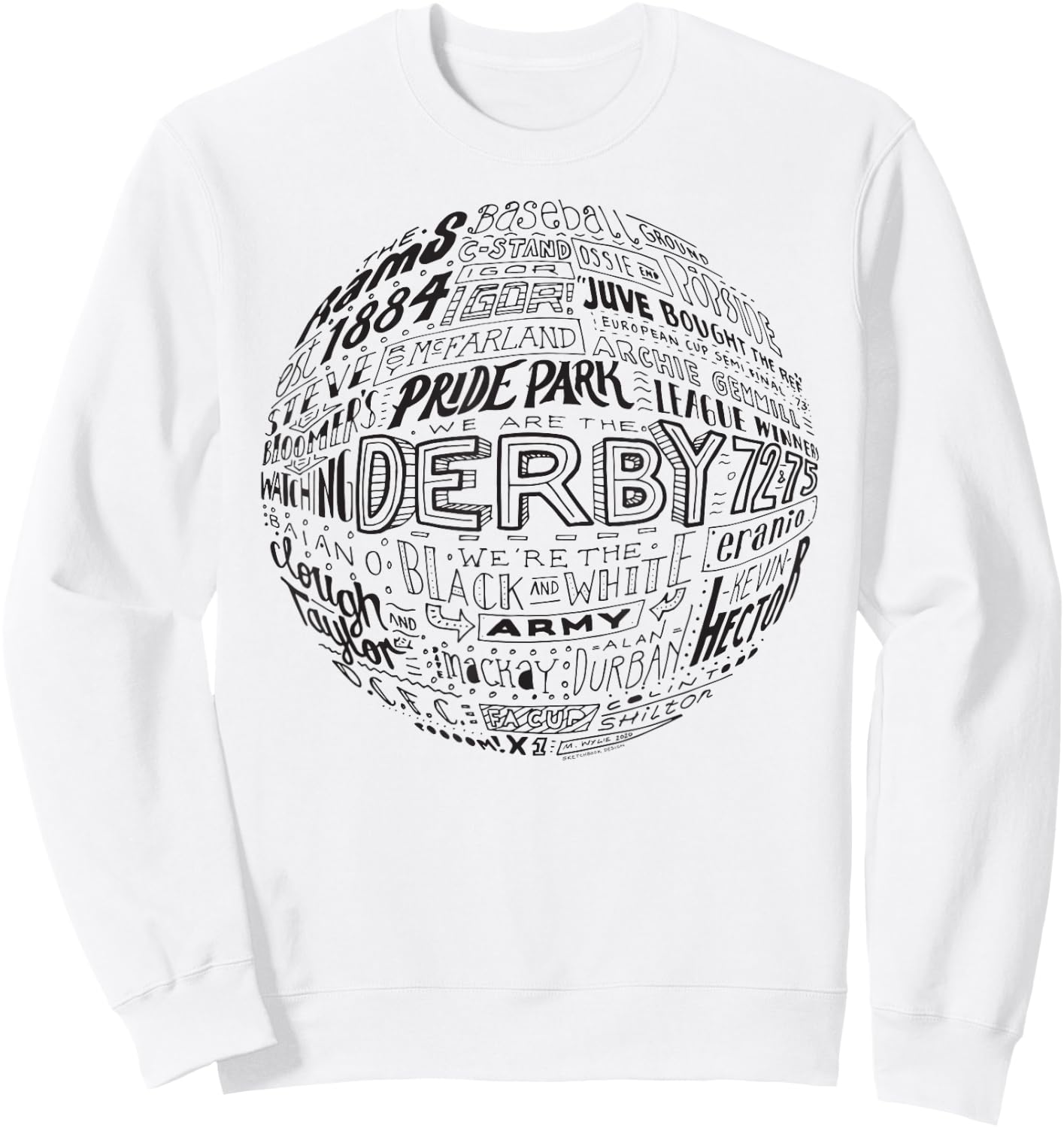 Derby County black typography football Sweatshirt - Sweatshirt | White