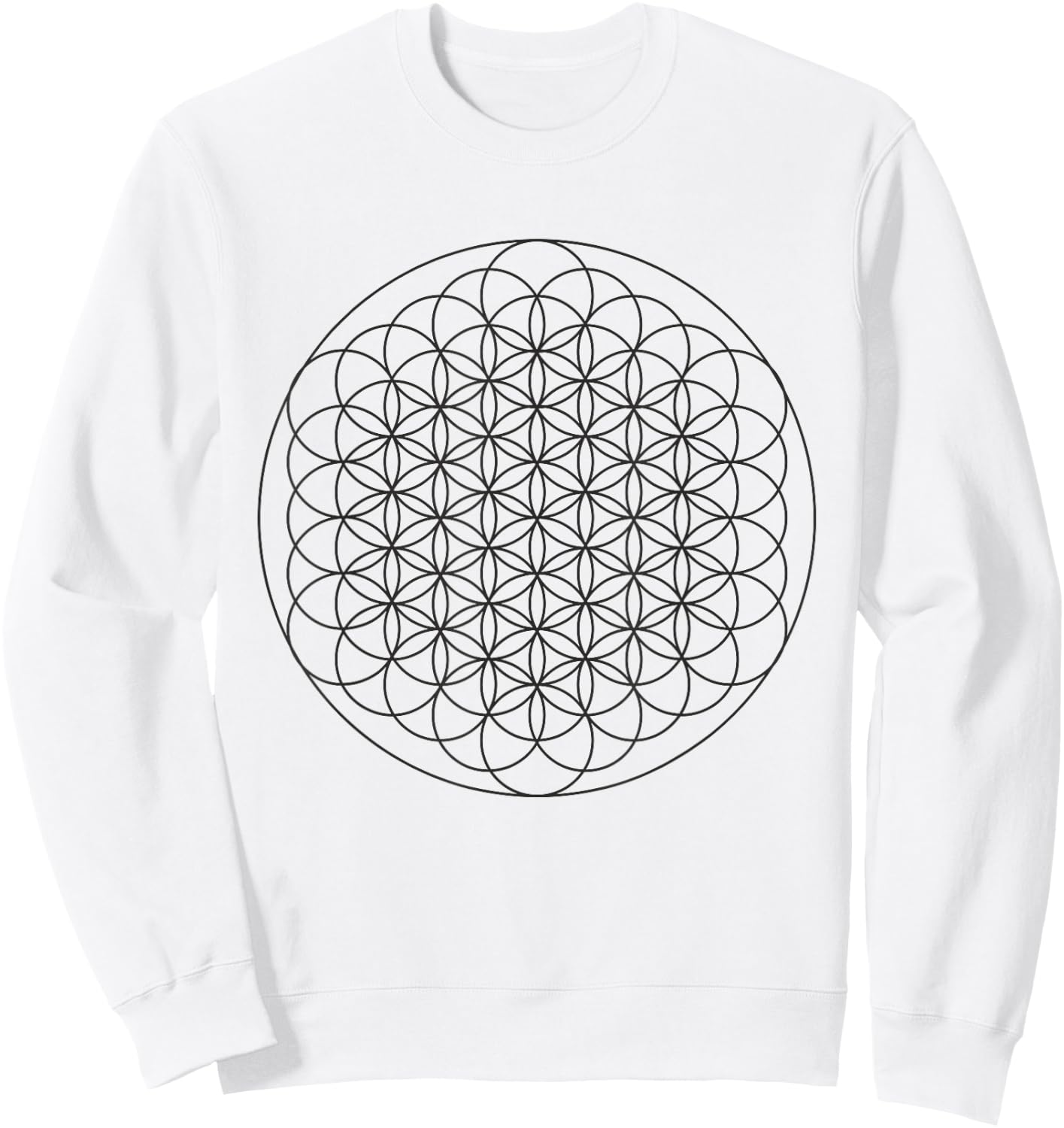 Flower of Life Sacred Mystical Geometry Platonic Solids Sweatshirt - Sweatshirt | White