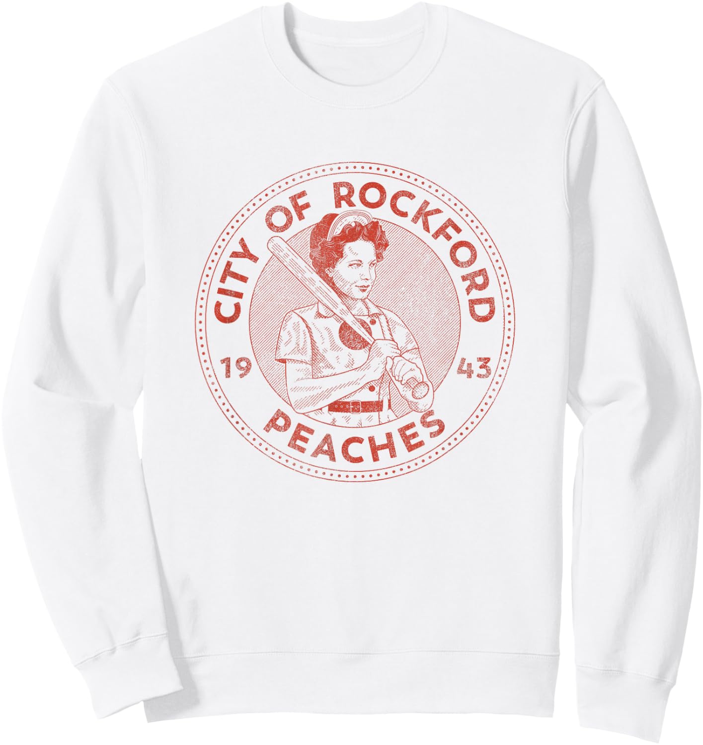 City of Rockford Peaches Baseball Sweatshirt - Sweatshirt | White