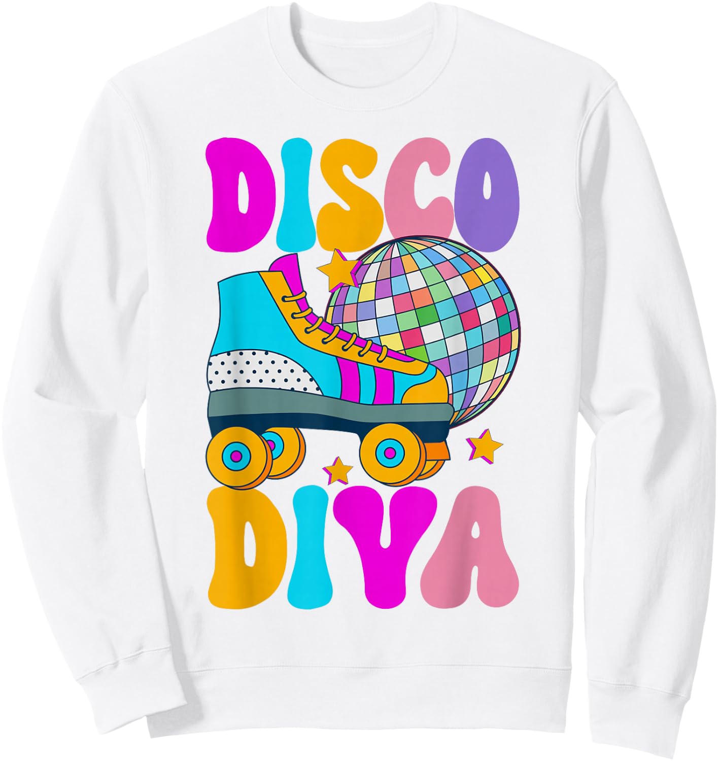 Roller Skating Disco Diva Skate Girl 70s Retro Sweatshirt - Sweatshirt | White