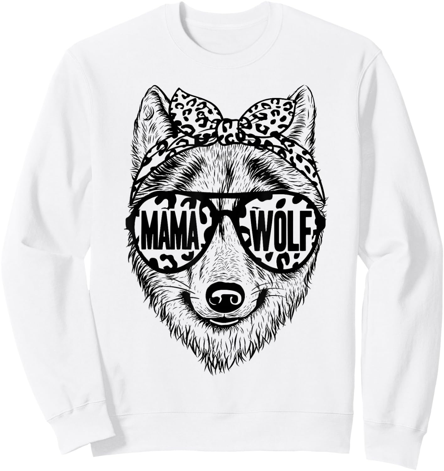 Wolf Face Sunglasses For Mom on Mother's Day Mama Wolf Sweatshirt - Sweatshirt | White
