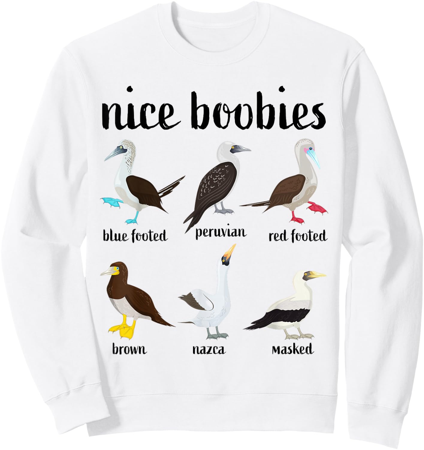 Nice Boobies Funny Booby Birds Birdwatching Ornithology Sweatshirt - Sweatshirt | White