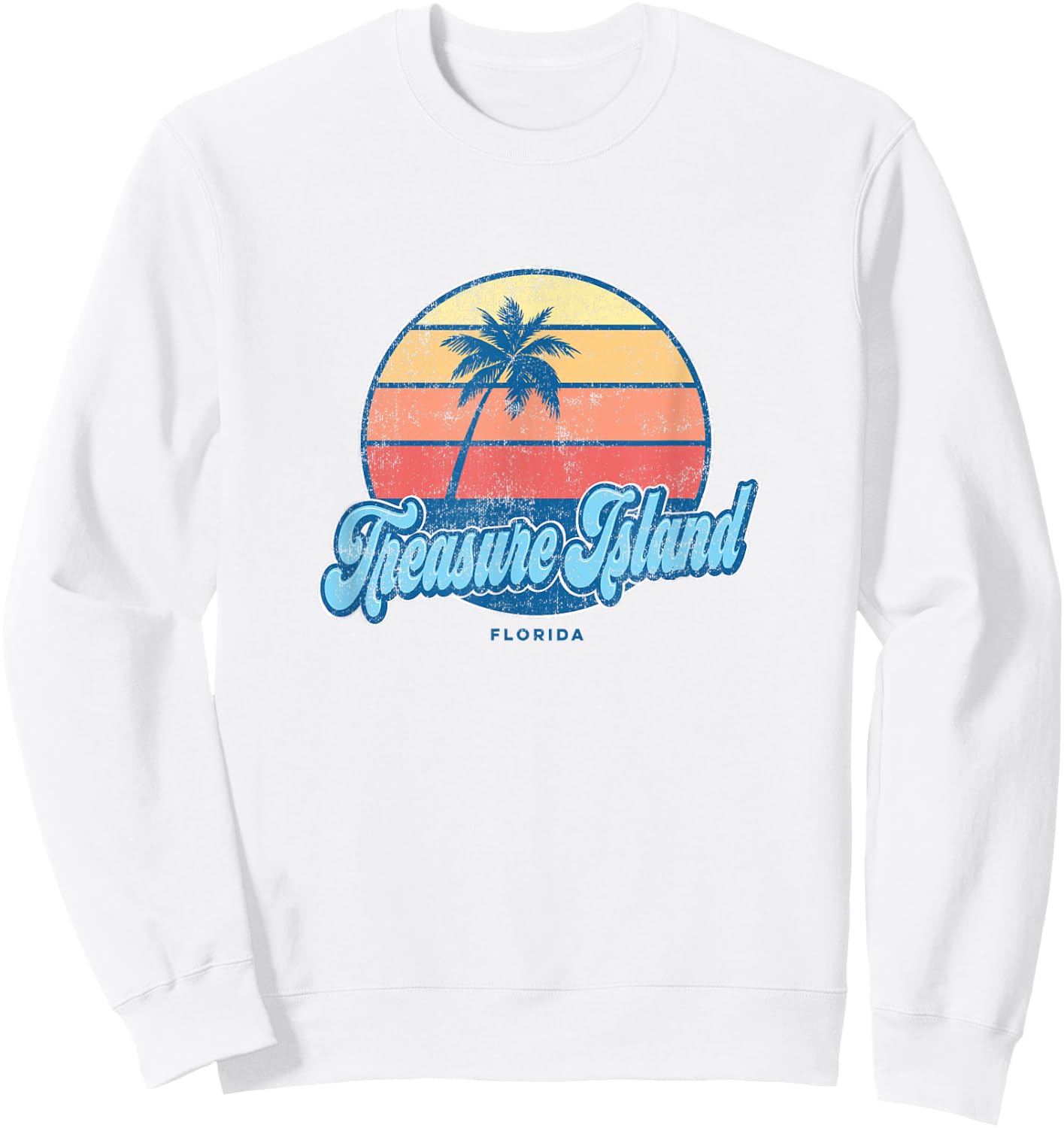 Vintage Treasure Island Florida FL Classic 70s Retro Surfer Sweatshirt - Sweatshirt | White