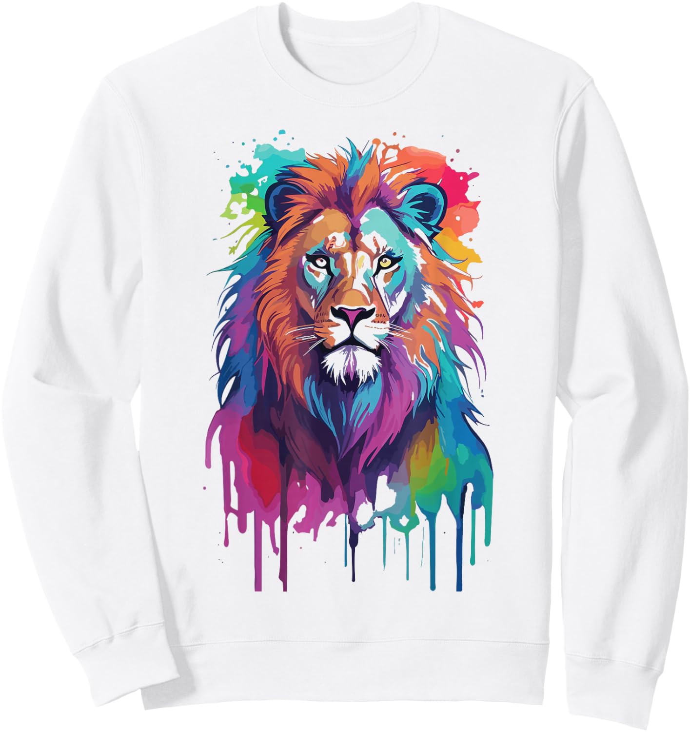 colorful lion head Splash Art for lover King African Animal Sweatshirt - Sweatshirt | White