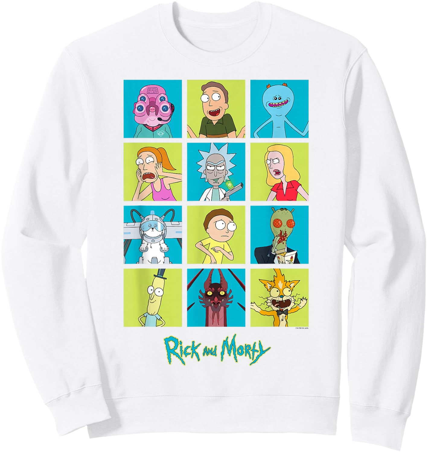 Rick and Morty Characters Adult Cartoon Fashion Sweatshirt - Sweatshirt | White