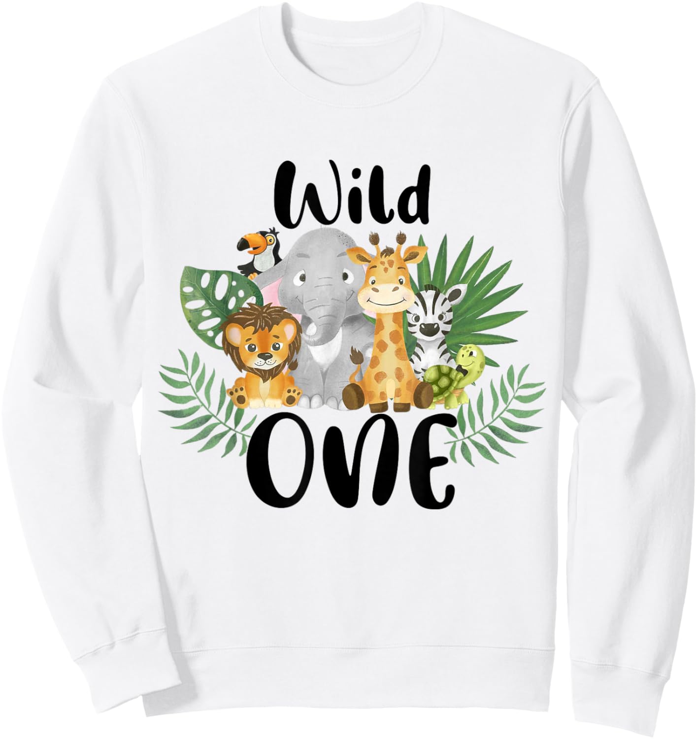 Kids Wild One 1st Birthday Boy Funny Zoo Animals Son Toddler Sweatshirt - Sweatshirt | White