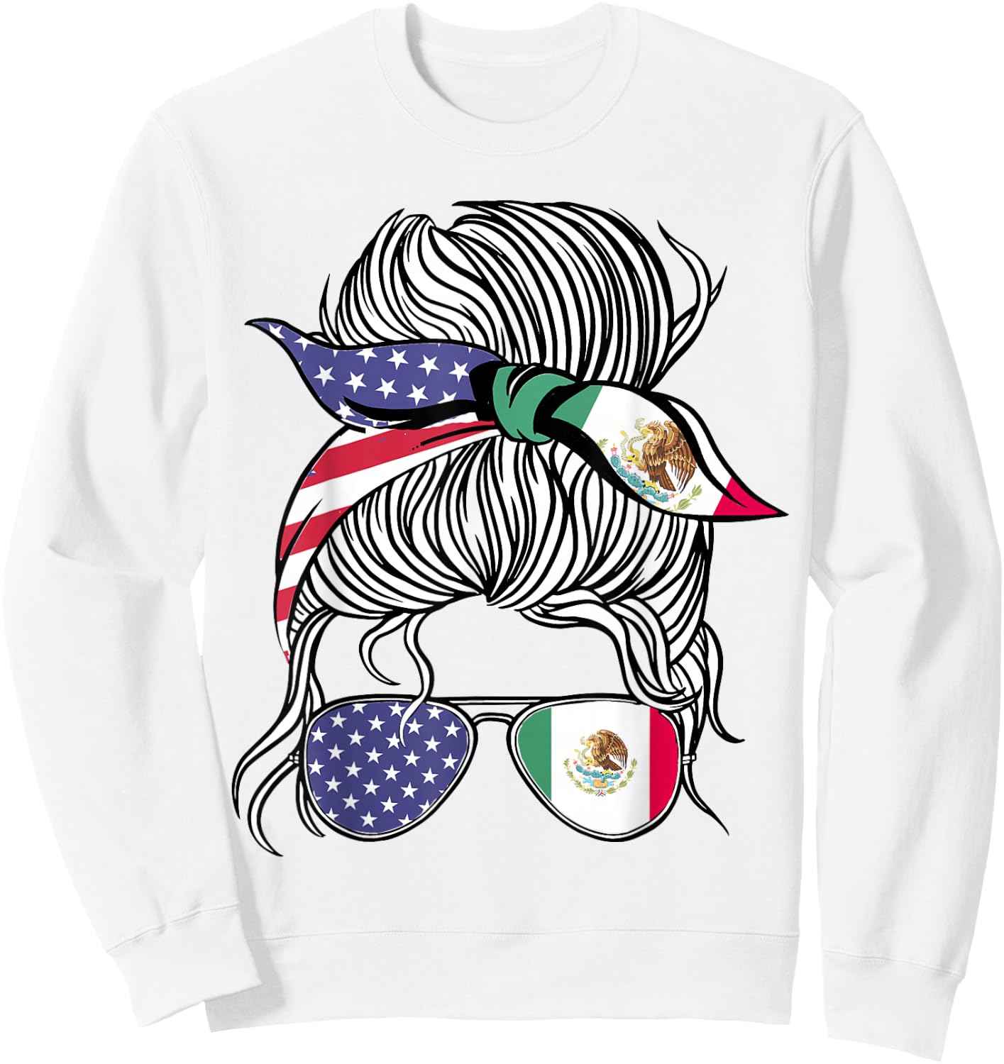 Mexican American Patriot Grown Proud Women Girl Flag Sweatshirt - Sweatshirt | White