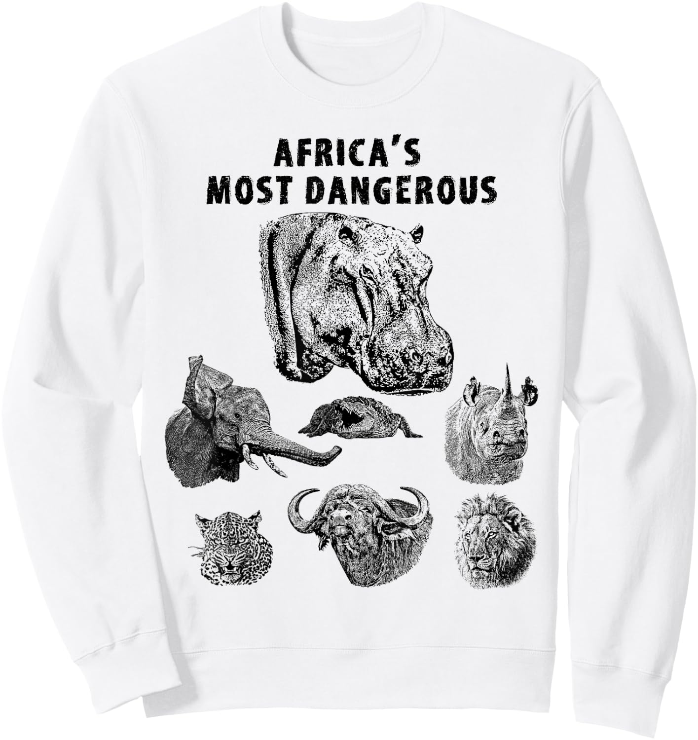 Hippopotamus Africa's Most Dangerous Wild Animals Sweatshirt - Sweatshirt | White