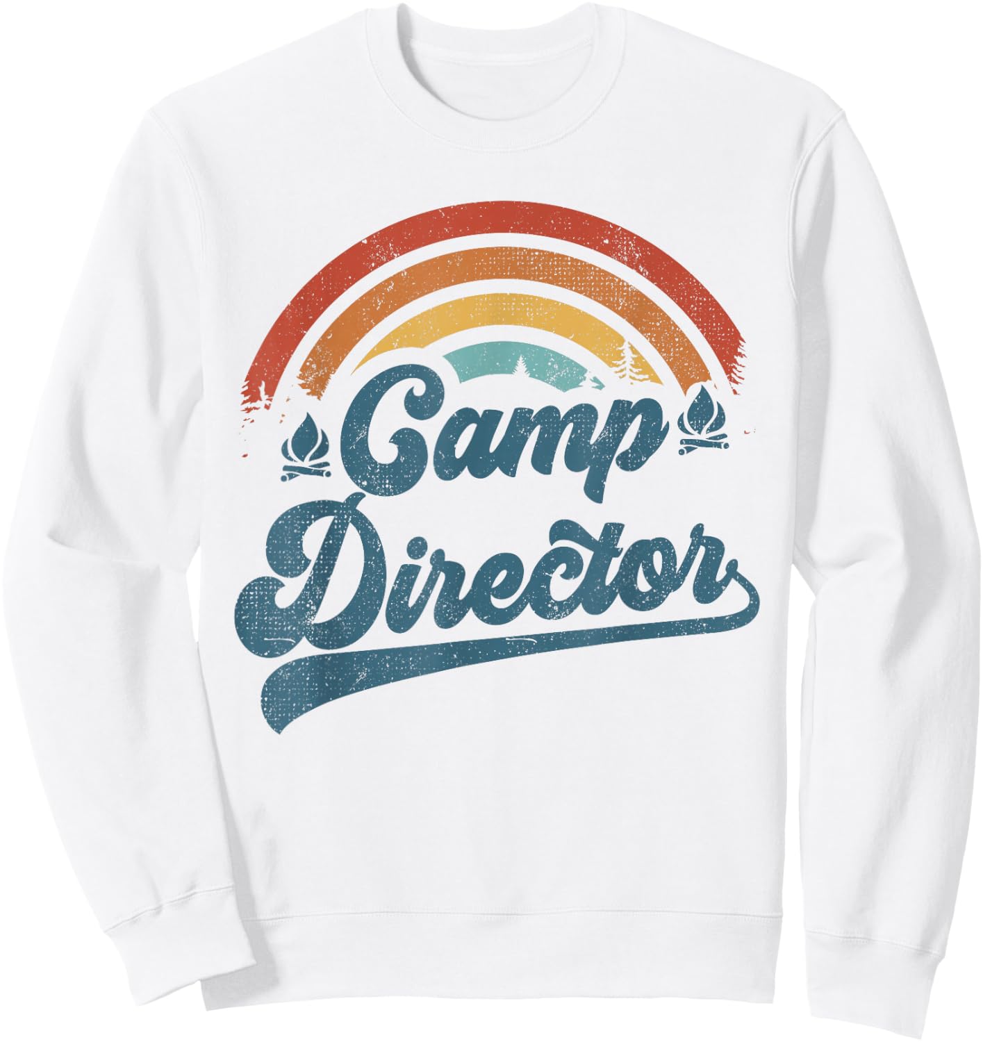 Summer Camp Director Staff Groovy Rainbow Camp Counselor Sweatshirt - Sweatshirt | White