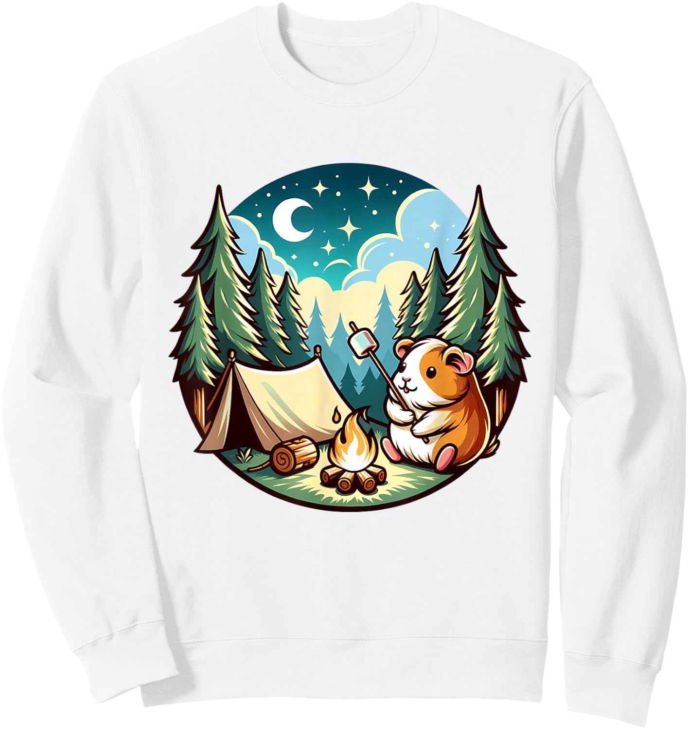 Funny Guinea Pig Camping Cute Guinea Pigs Pets Women Men Sweatshirt - Sweatshirt | White
