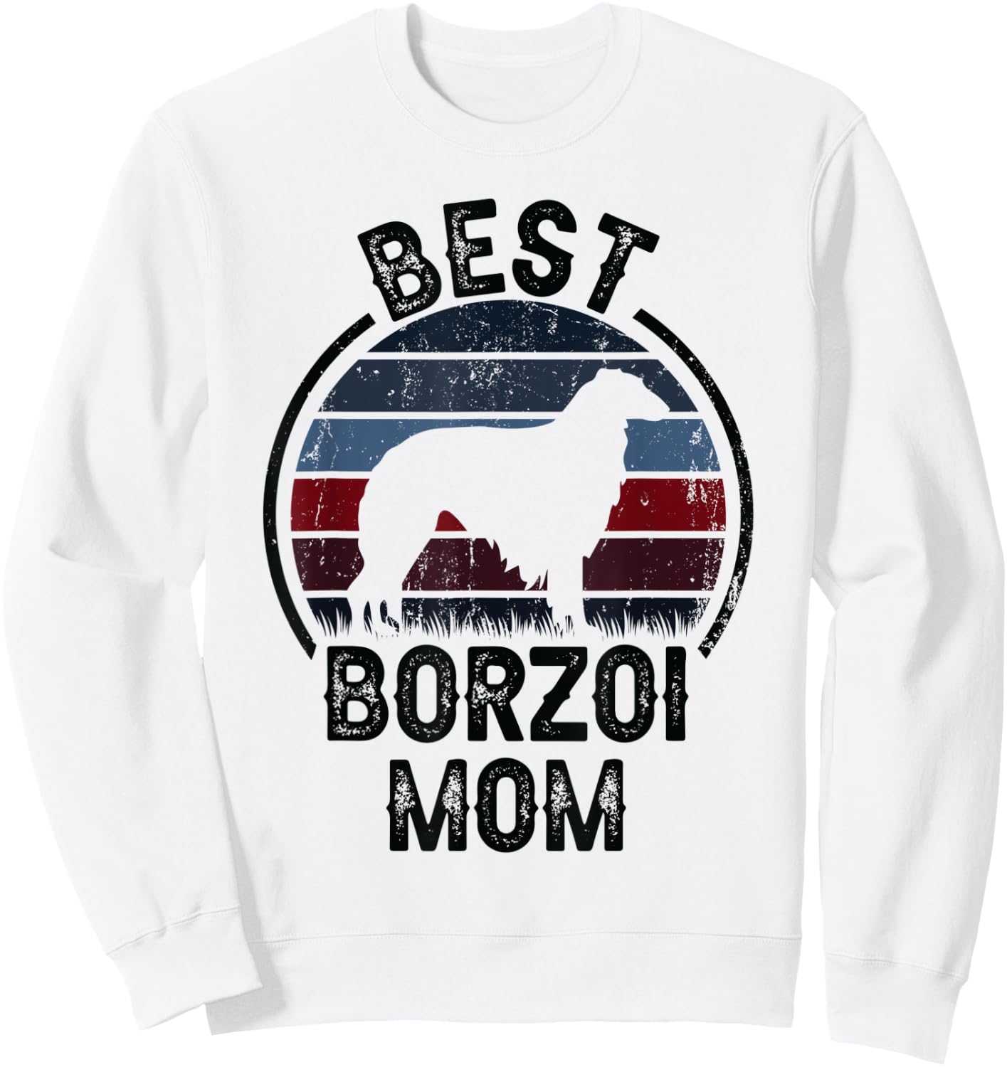 Best Dog Mother Mom - Vintage Borzoi Sweatshirt - Sweatshirt | White