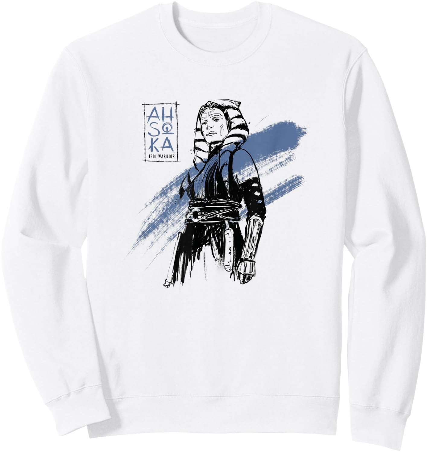 Star Wars: Ahsoka Inked Sketch Blue Paint Smear Sweatshirt - Sweatshirt | White