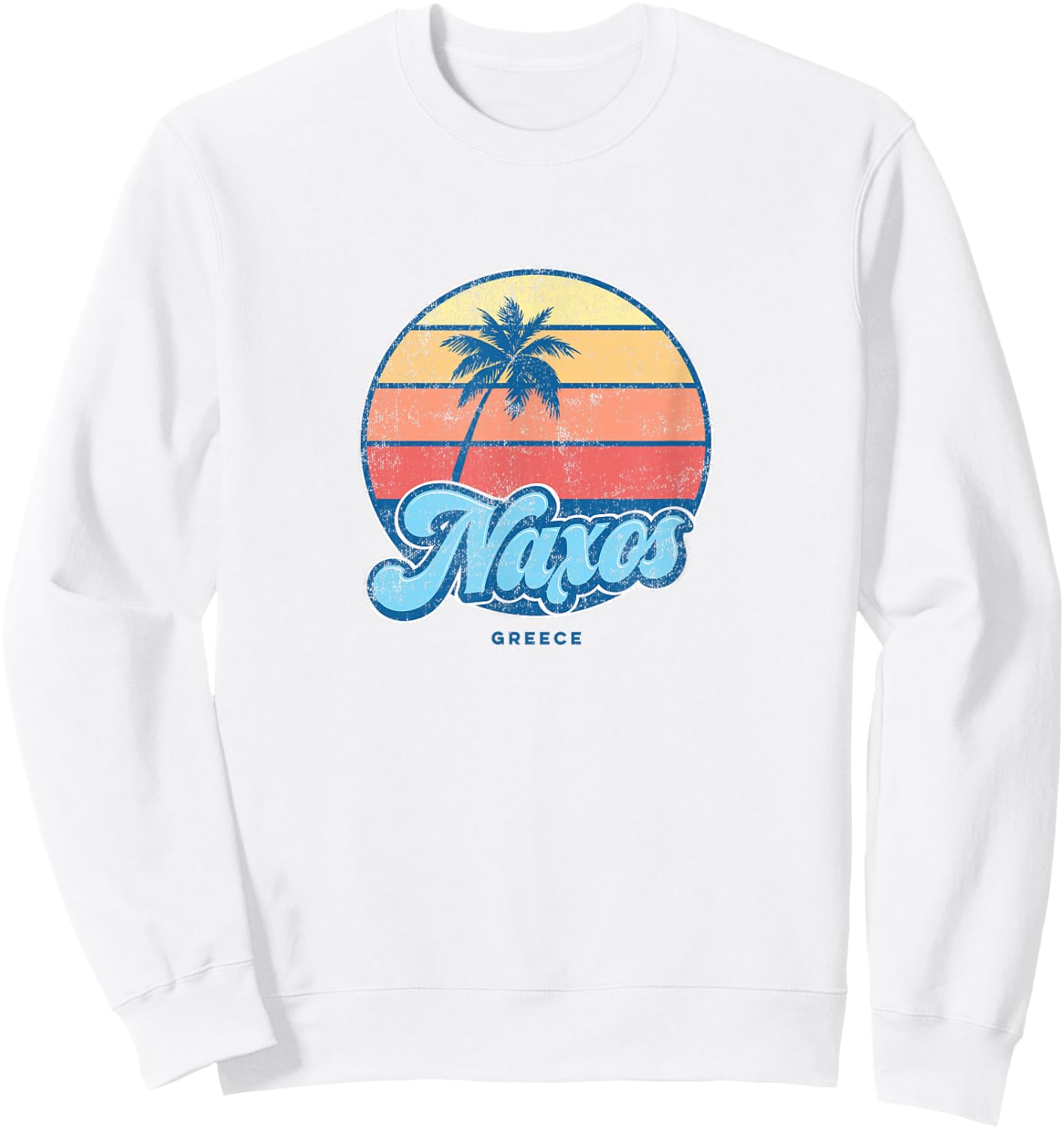 Vintage Naxos Greece Classic 70s Retro Surfer Sweatshirt - Sweatshirt | White