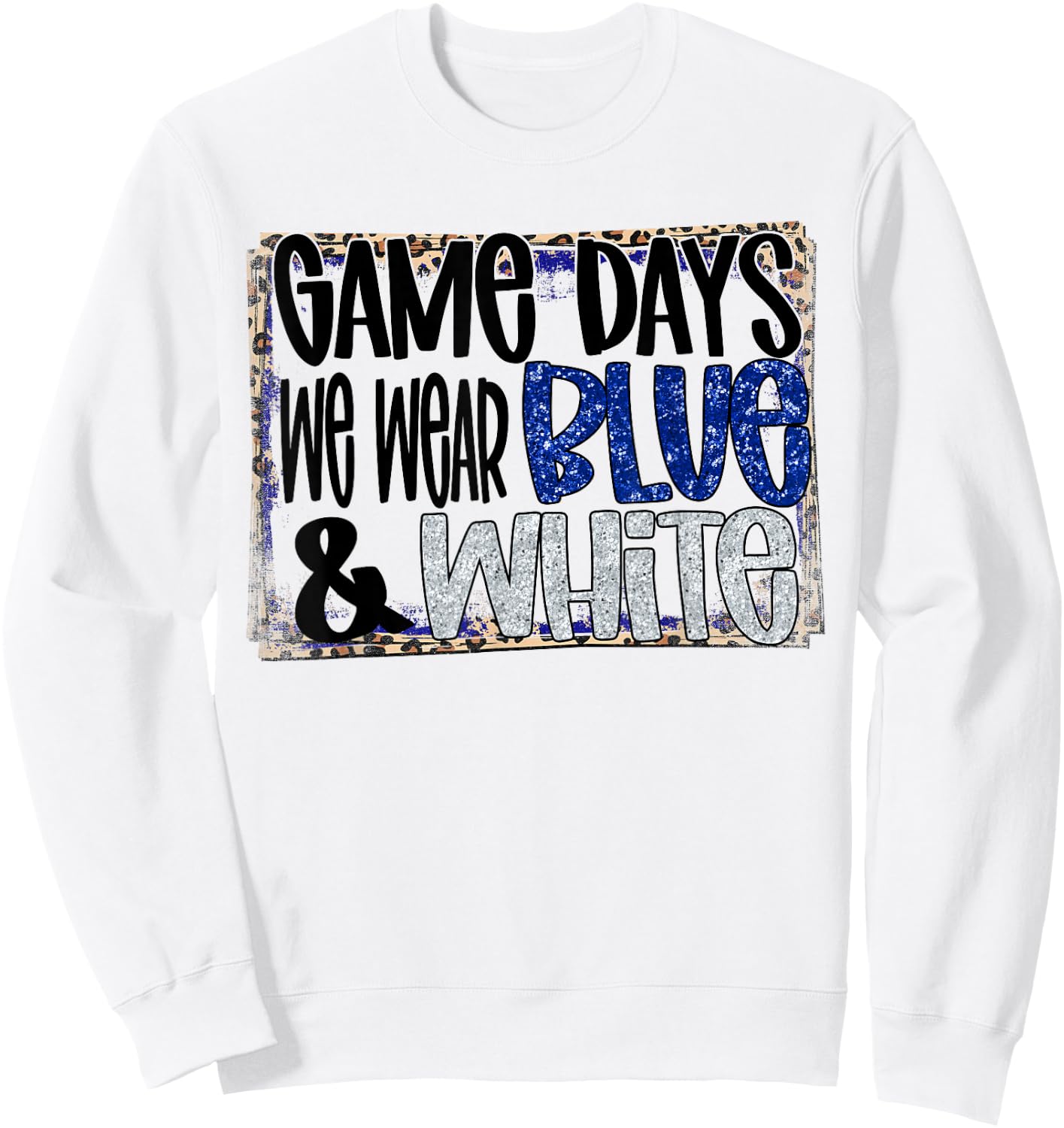 On Gameday Football We Wear Blue And White School Spirit Sweatshirt - Sweatshirt | White