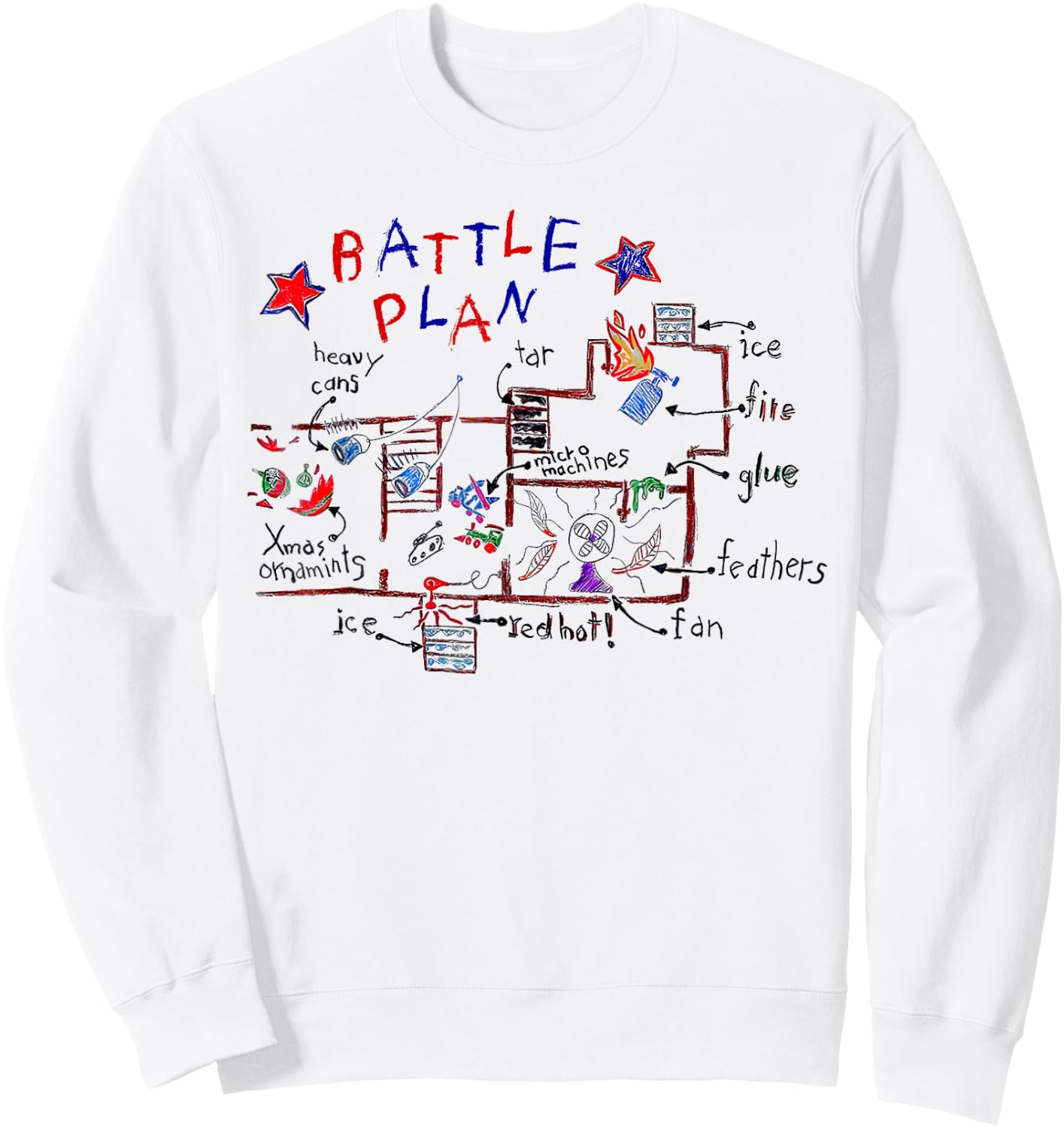 Funny Battle Plan Christmas Home Kids Hand Dawn Alone Xmas Sweatshirt - Sweatshirt | White