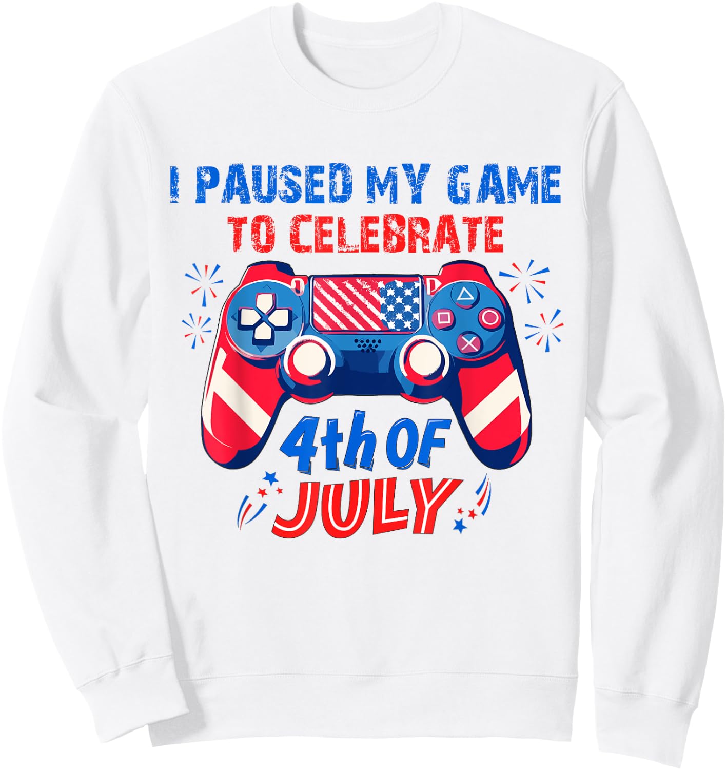 Gamer 4th Of July American Flag Gaming Lover Boys Girls Teen Sweatshirt - Sweatshirt | White