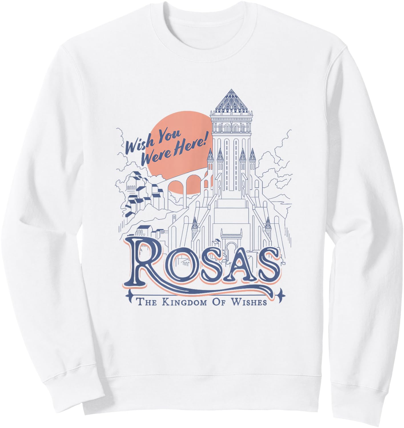 Disney Wish Rosas Wish You Were Here Travel Poster Line Art Sweatshirt - Sweatshirt | White