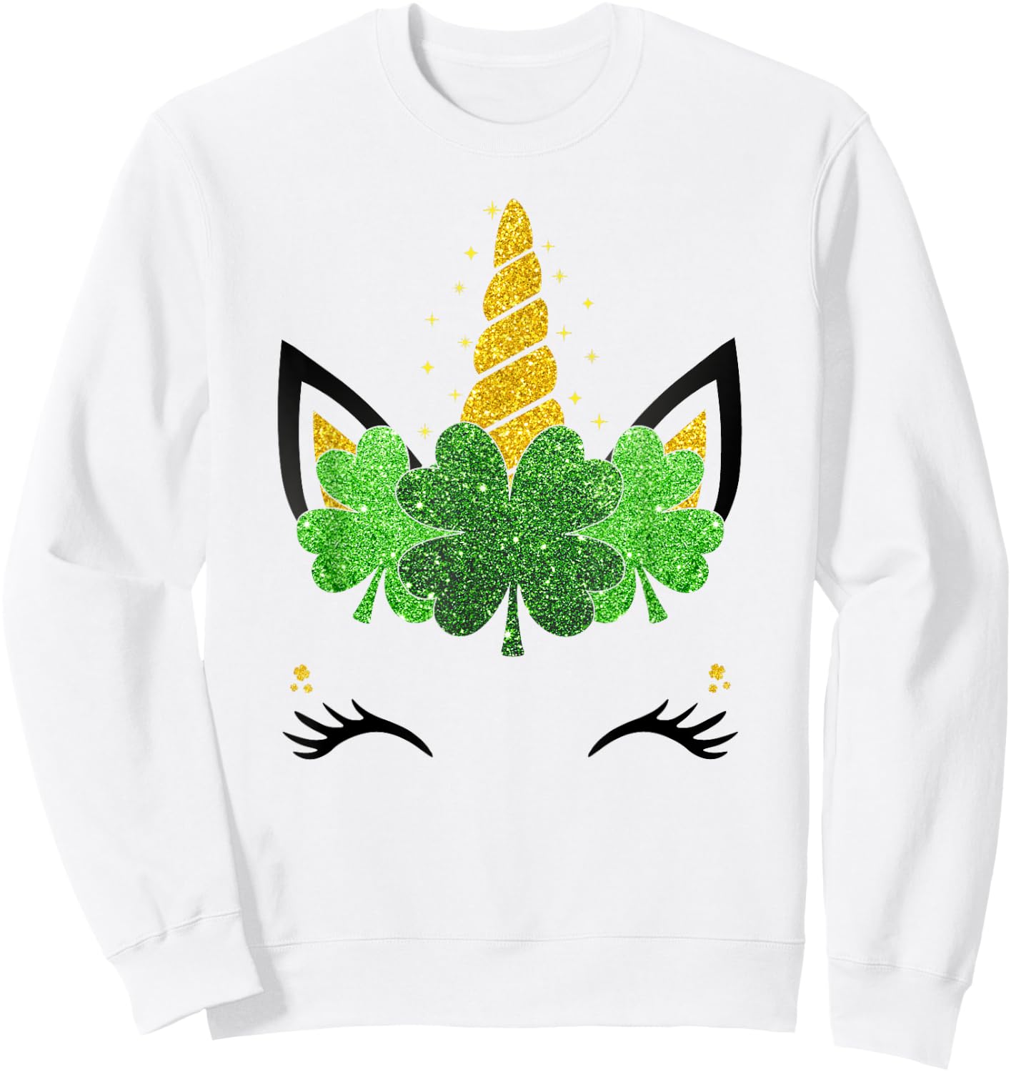 Unicorn Face St Patrick's Day Girls Kids Women Sweatshirt - Sweatshirt | White