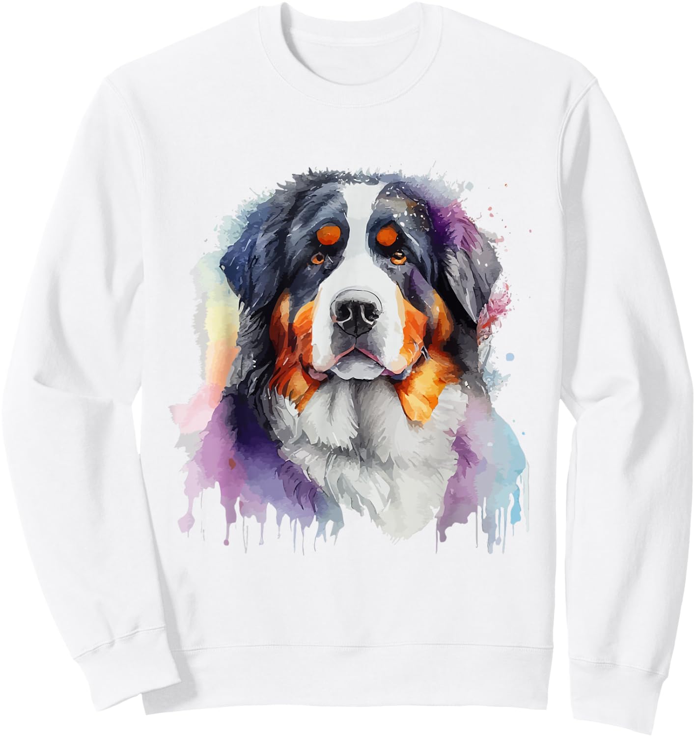 Bernese Mountain Dog Colorful Pop Art Tie Dye Tri Color Sweatshirt - Sweatshirt | White