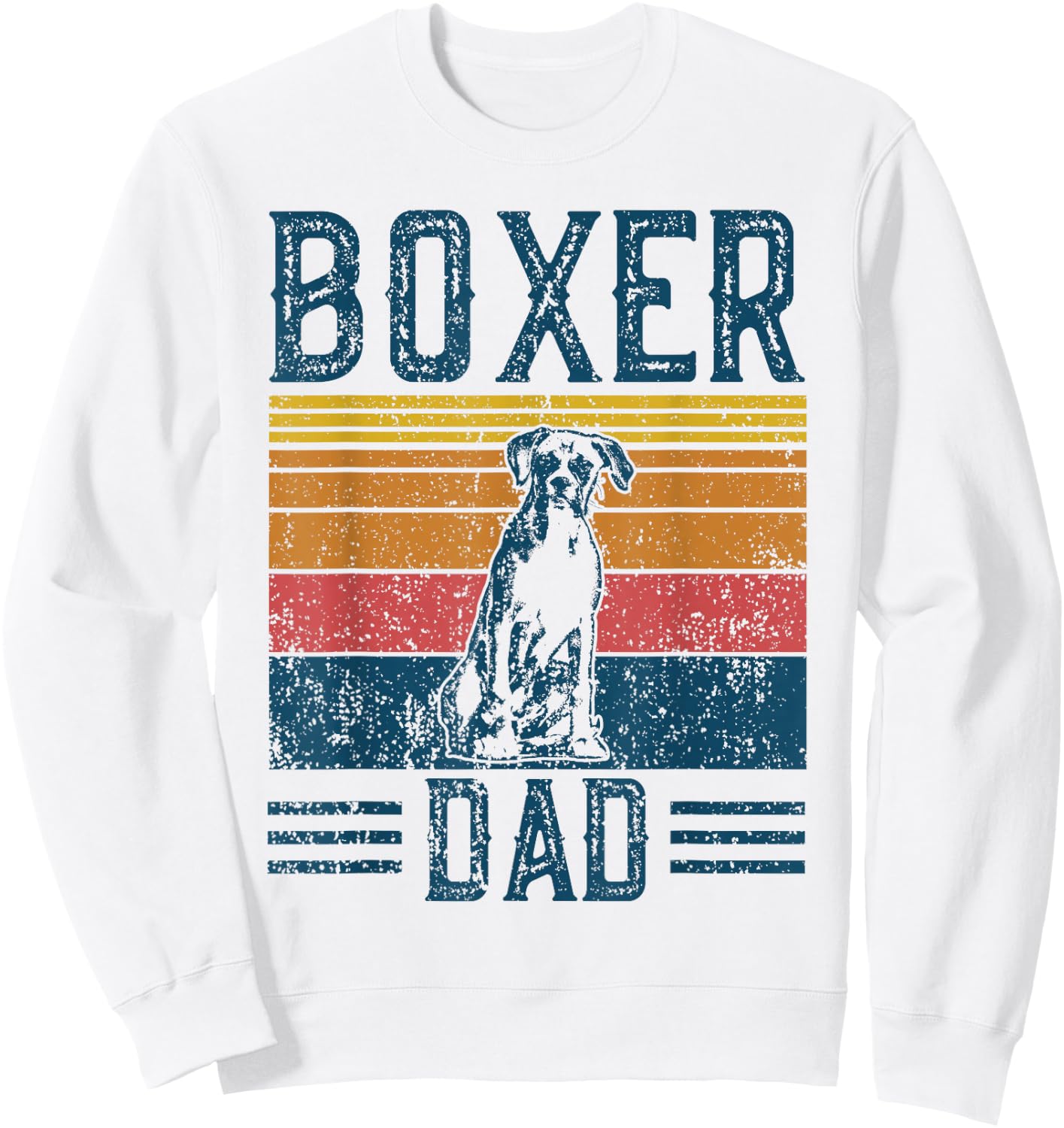 Retro Boxer Dad Geschenk Fr Herren - Vintage Dad Boxer Papa - Grey, Small - Modern, Letter Print, , Short Sleeve, -Adults Sweatshirt - Sweatshirt | White