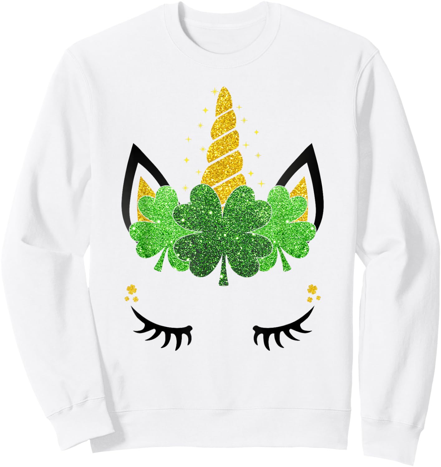 Unicorn Face St Patrick's Day Girls Kids Women Sweatshirt - Sweatshirt | White