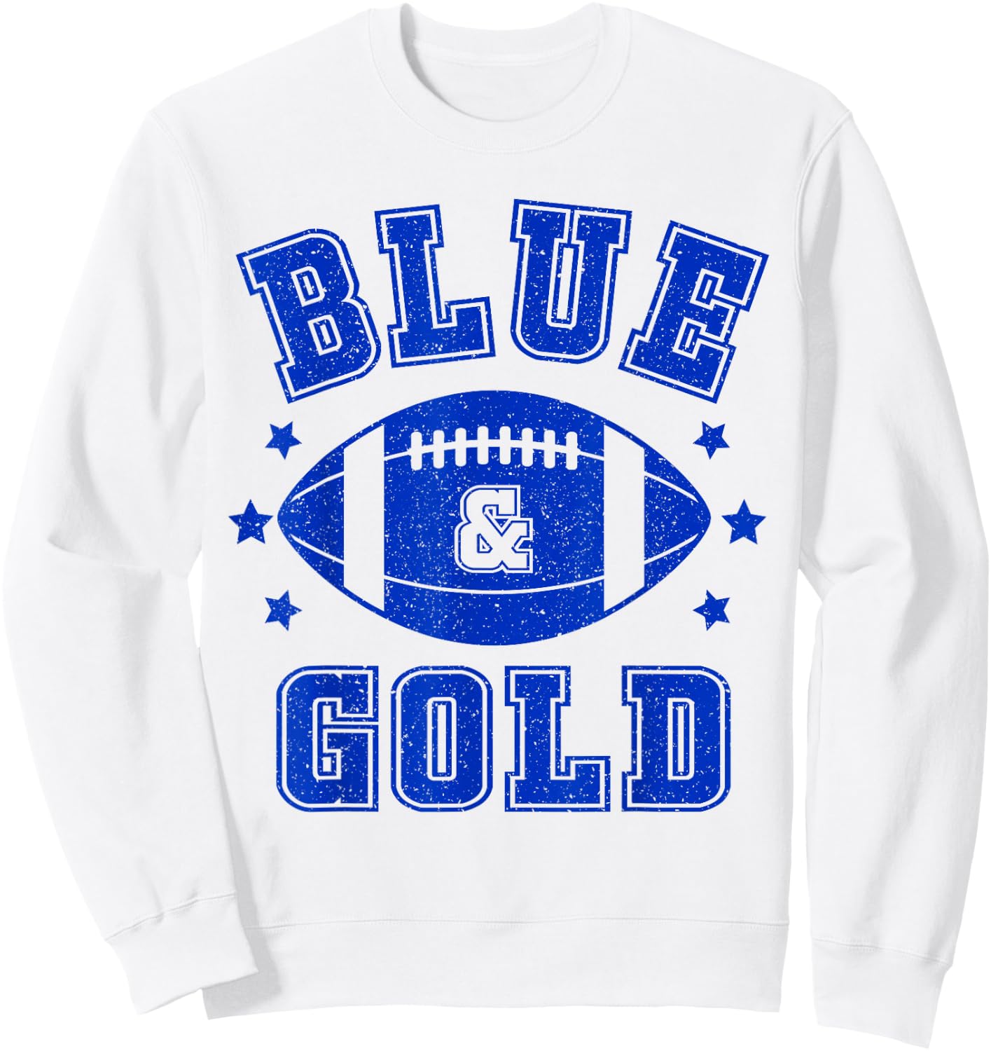 On Gameday Football We Wear Blue And Gold School Spirit Sweatshirt - Sweatshirt | White