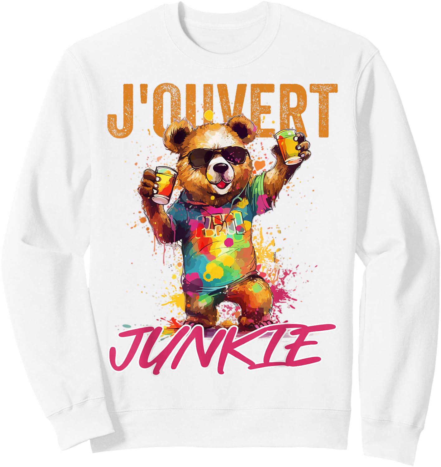 J'Ouvert Junkie, Soca Fans, Caribbean Carnival Party, Men Sweatshirt - Sweatshirt | White