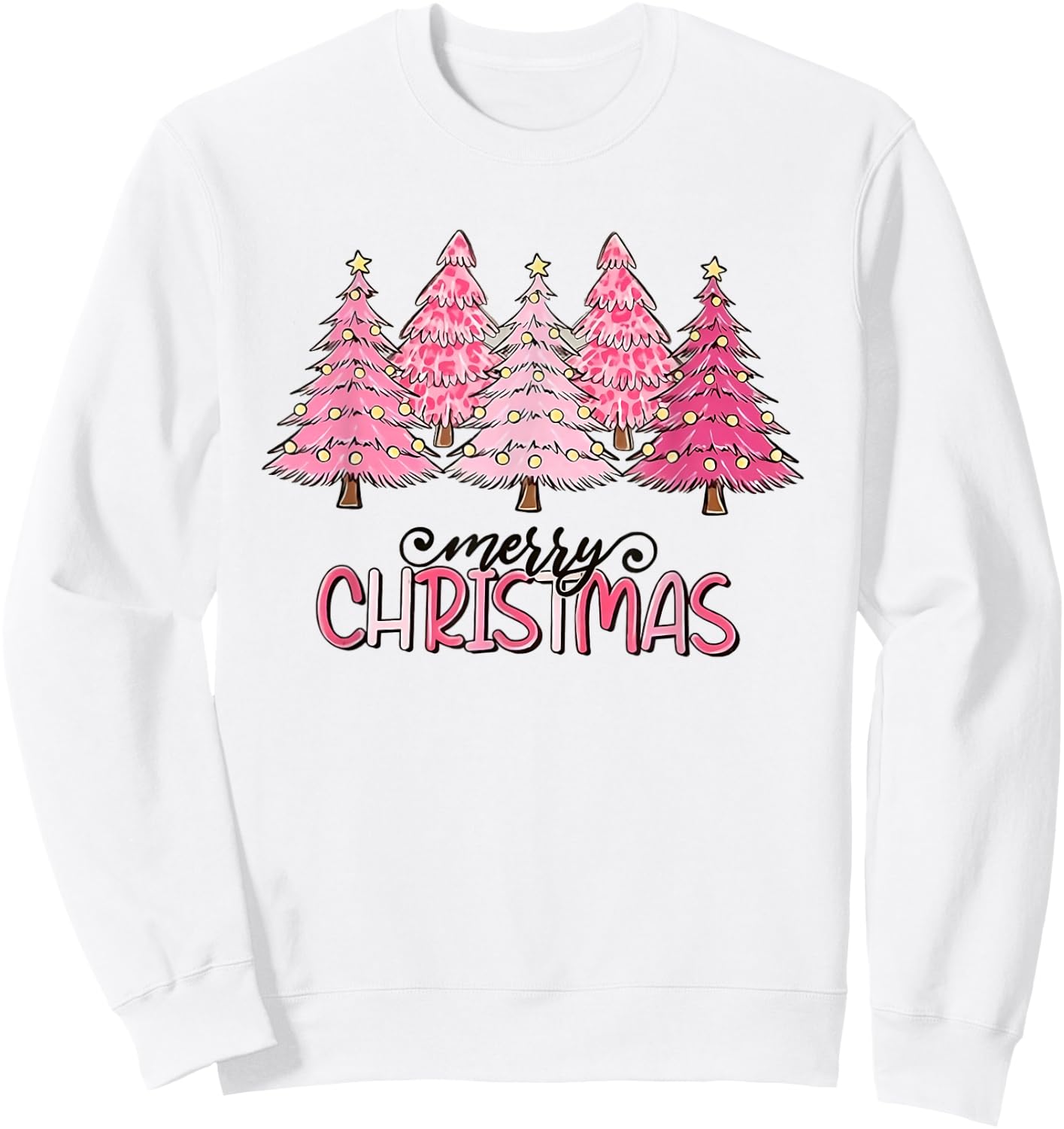 Merry Christmas Pink Christmas Tree Pink Christmas Costume Sweatshirt - Sweatshirt | White