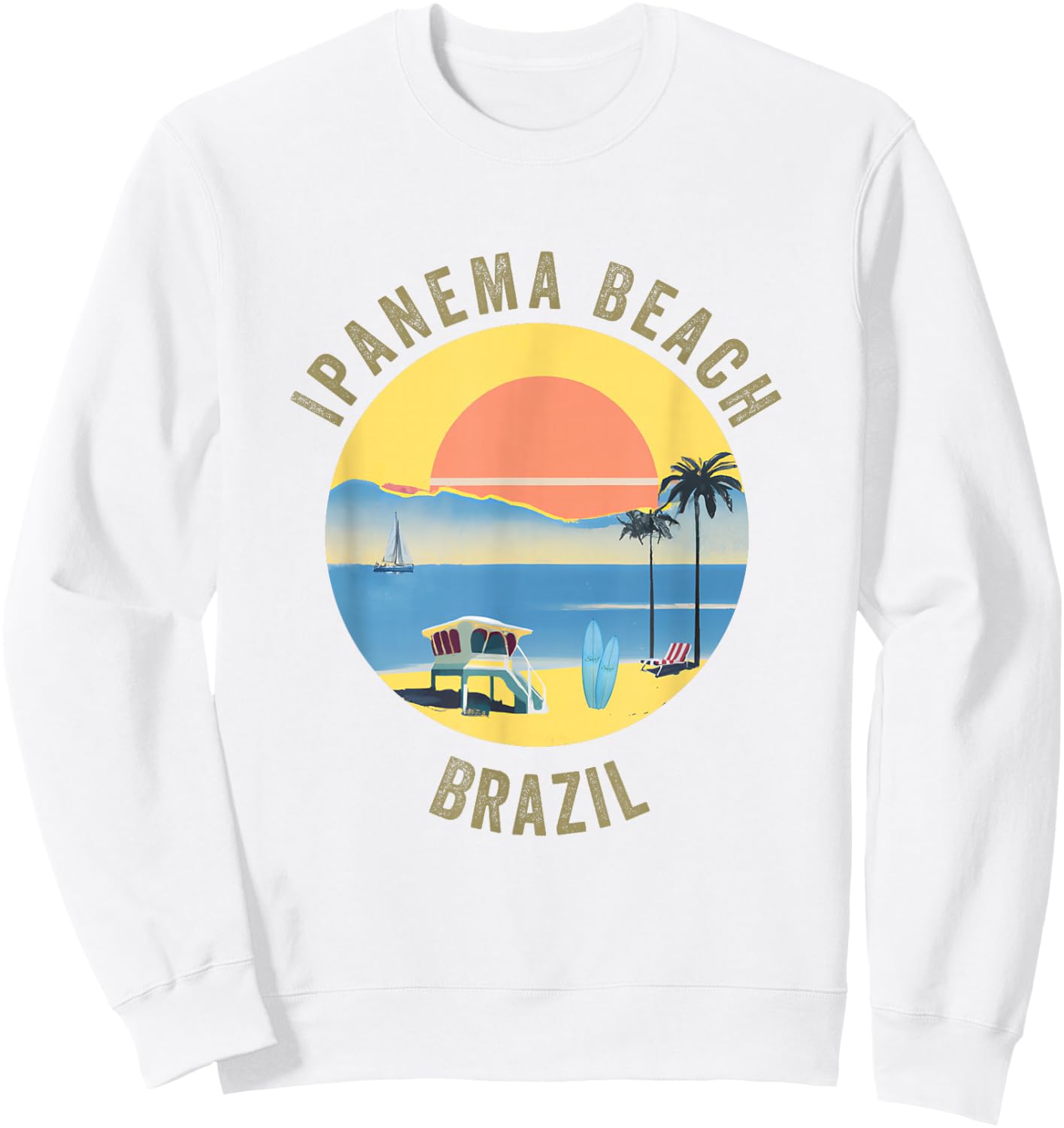 Ipanema Beach Souvenir Apparel - Retro Vintage Ipanema Beach Sweatshirt - Sweatshirt | White