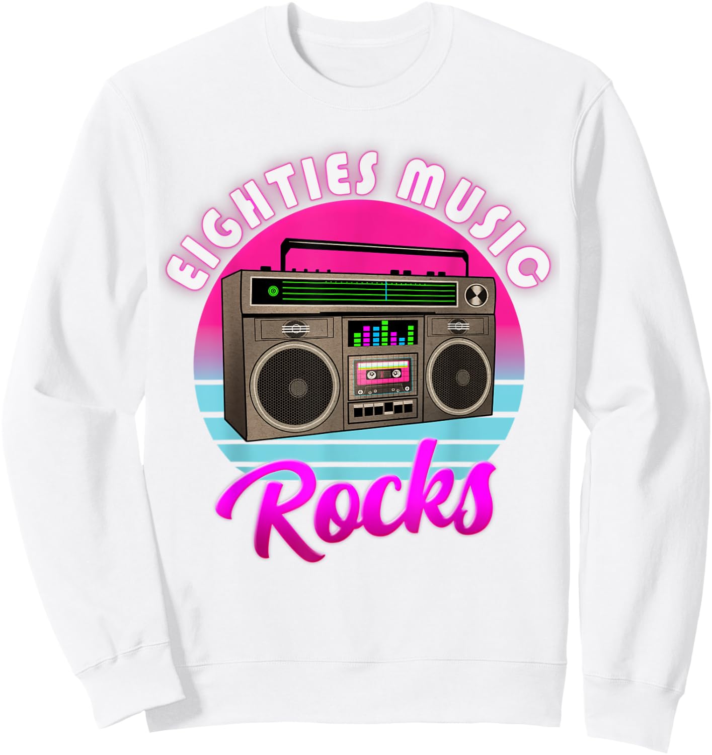 Retro Vintage 80's Music Rocks Eighties Music Rocks Sweatshirt - Sweatshirt | White