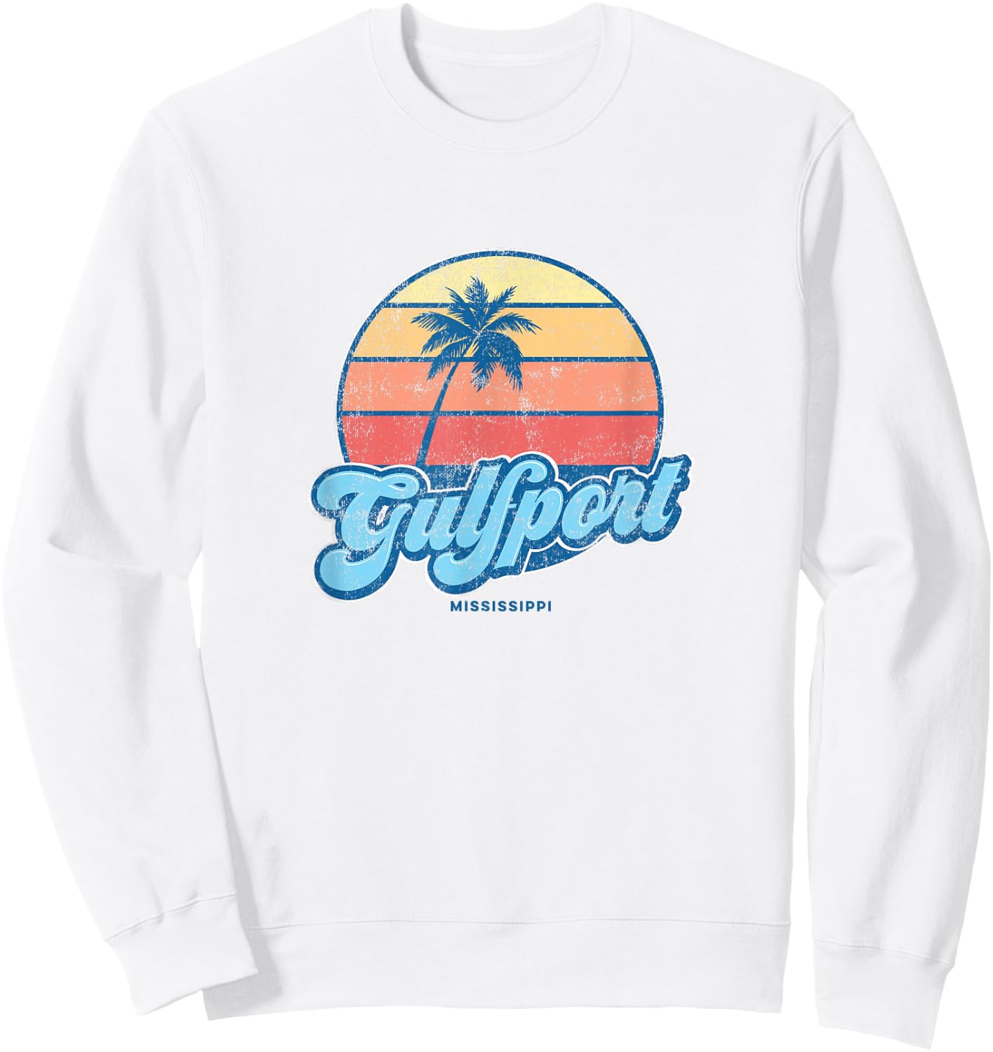 Vintage Gulfport Mississippi MS Classic 70s Retro Surfer Sweatshirt - Sweatshirt | White