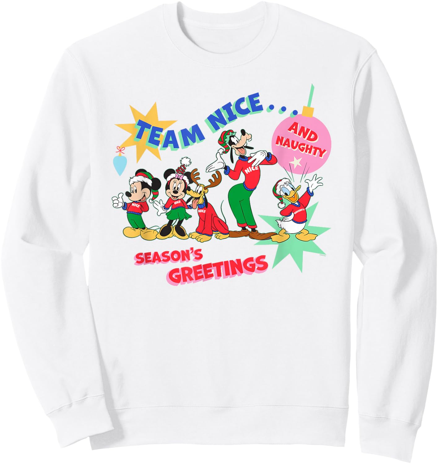 Disney Mickey & Pals Christmas Holiday Team Nice…and Naughty Sweatshirt - Sweatshirt | White